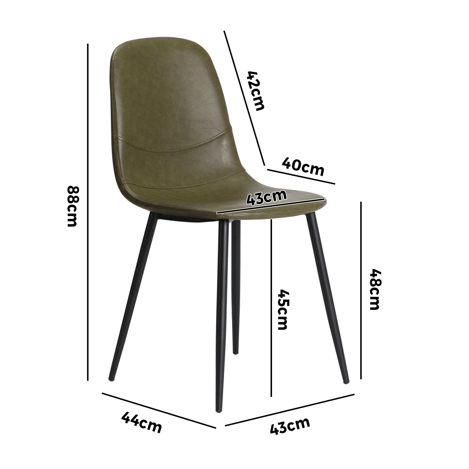Oikiture Dining Chairs Kitchen Accent Chair Lounge Room PU Leather Green - Sunyee