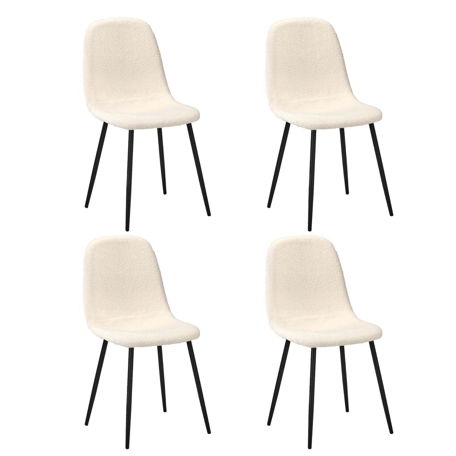 Oikiture Dining Chairs Kitchen Accent Chair Lounge Sherpa White and Black - Sunyee