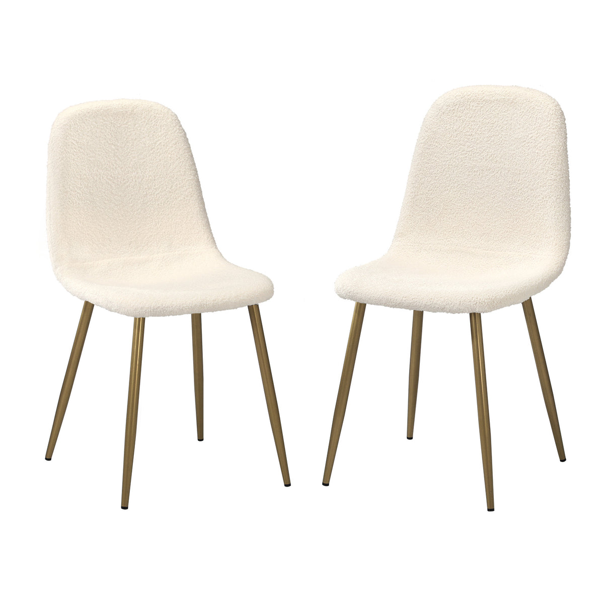 Oikiture Dining Chairs Kitchen Accent Chair Lounge Sherpa White and Golden - Sunyee