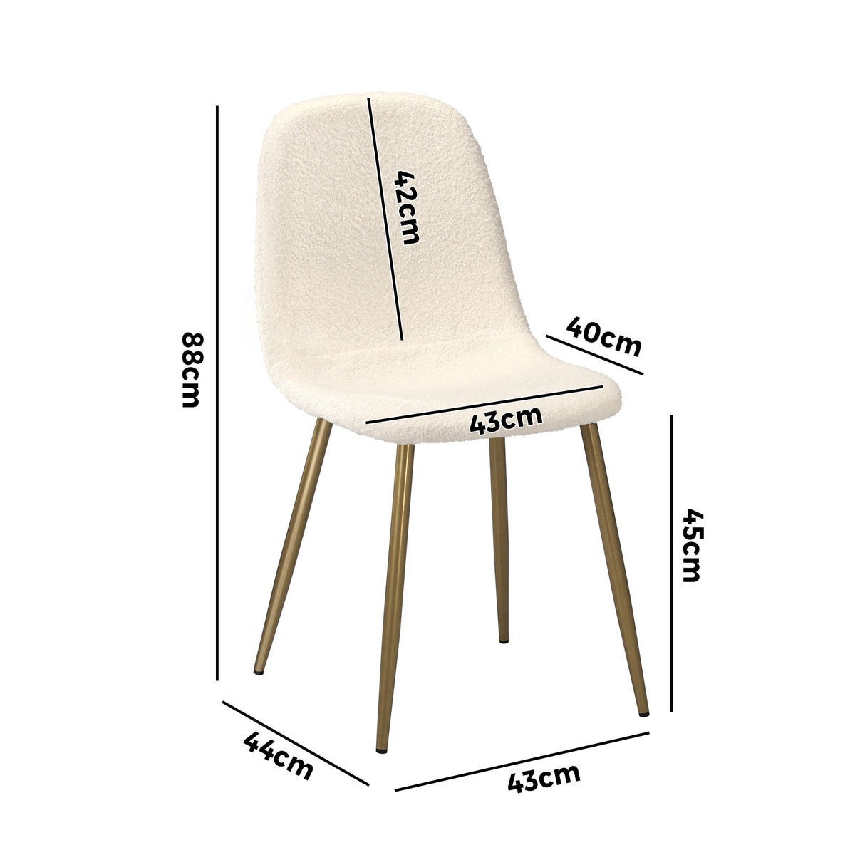 Oikiture Dining Chairs Kitchen Accent Chair Lounge Sherpa White and Golden - Sunyee