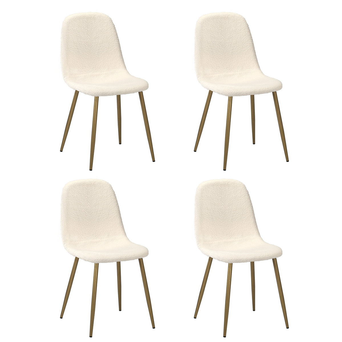 Oikiture Dining Chairs Kitchen Accent Chair Lounge Sherpa White and Golden - Sunyee
