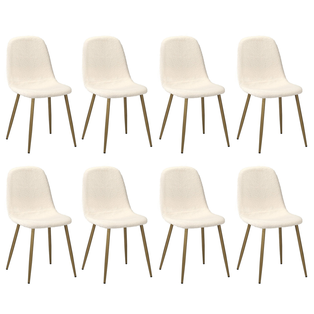 Oikiture Dining Chairs Kitchen Accent Chair Lounge Sherpa White and Golden - Sunyee