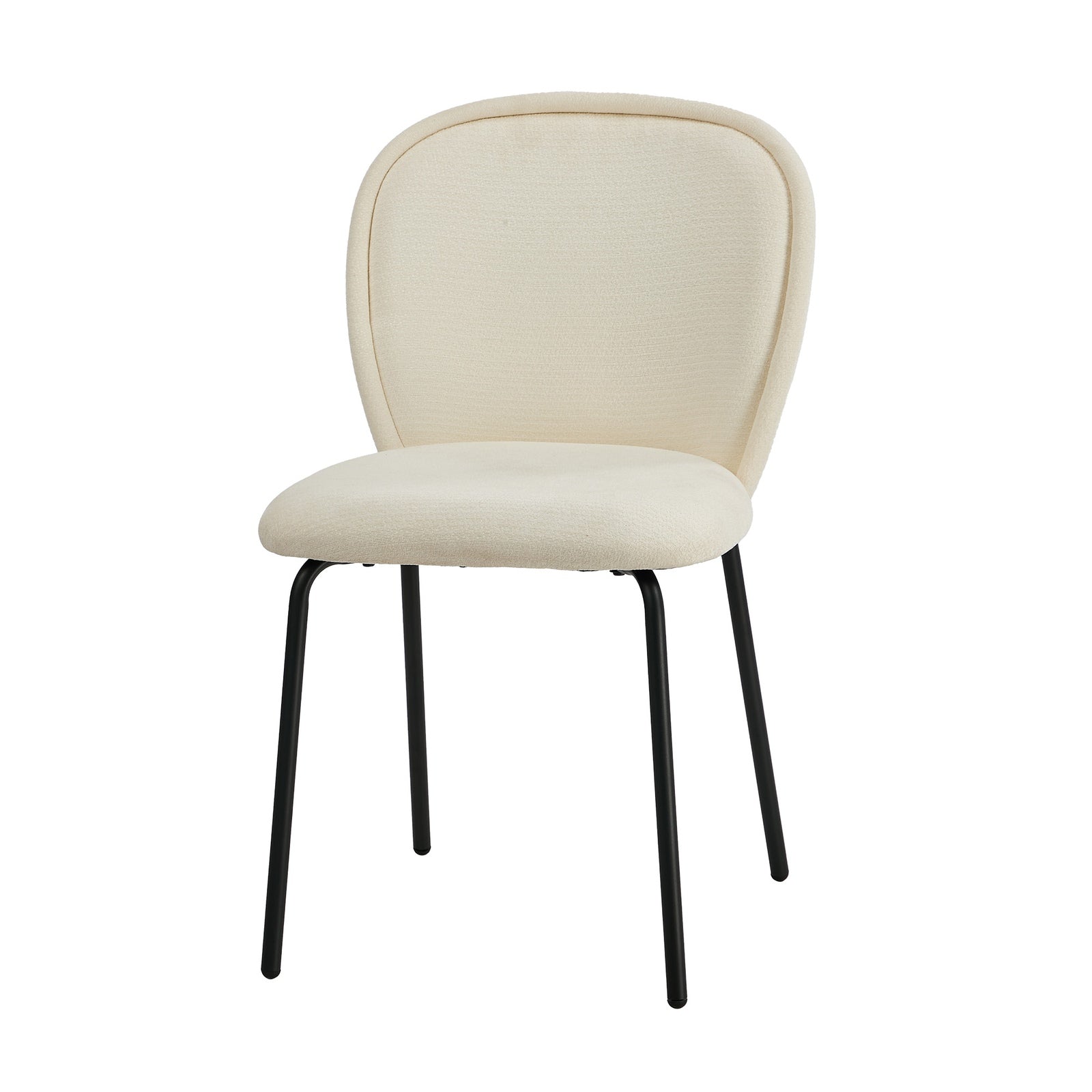 Oikiture 2x Dining Chairs Kitchen Accent Chairs Chenille Pad Metal Legs Beige - Sunyee