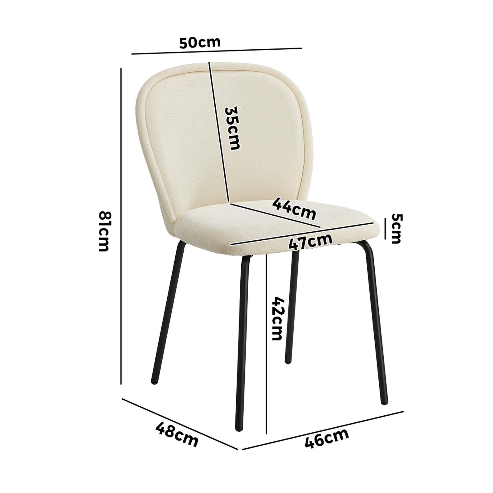 Oikiture 2x Dining Chairs Kitchen Accent Chairs Chenille Pad Metal Legs Beige - Sunyee