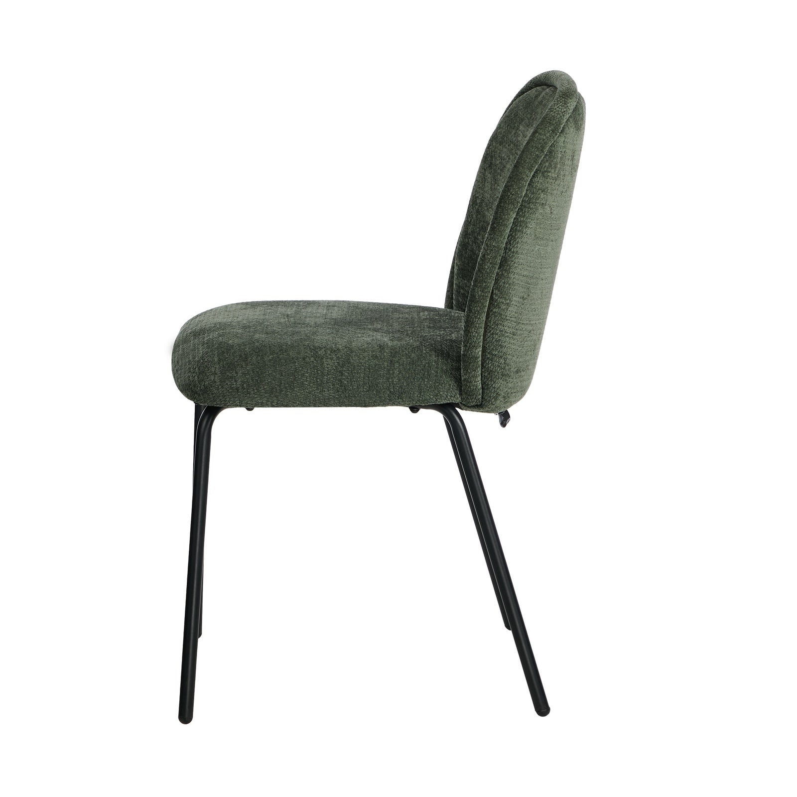 Oikiture 6x Dining Chairs Kitchen Accent Chairs Chenille Pad Metal Legs Green - Sunyee
