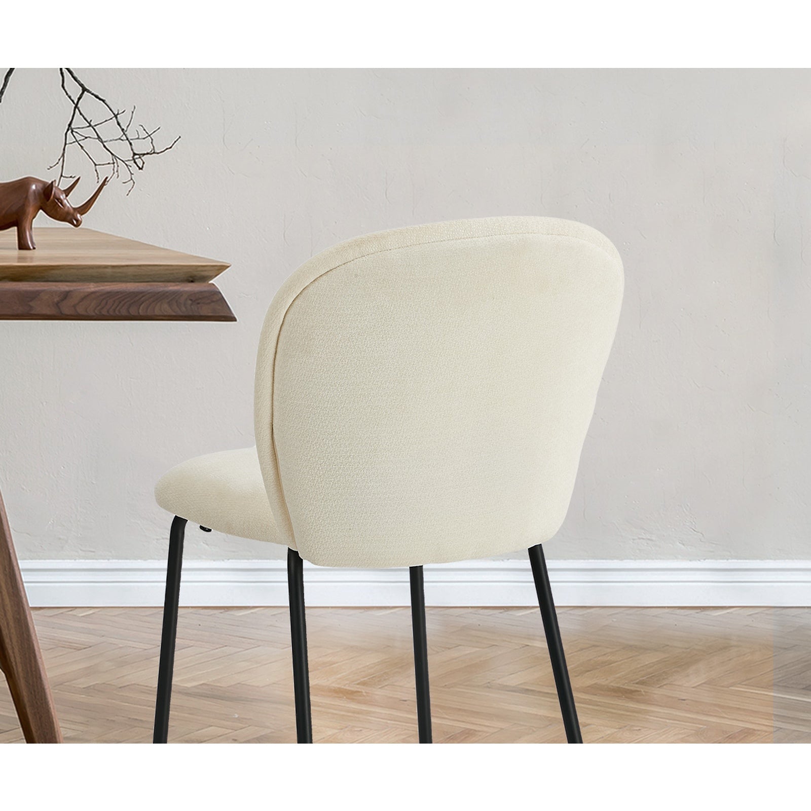 Oikiture 2x Dining Chairs Kitchen Accent Chairs Chenille Pad Metal Legs - Sunyee