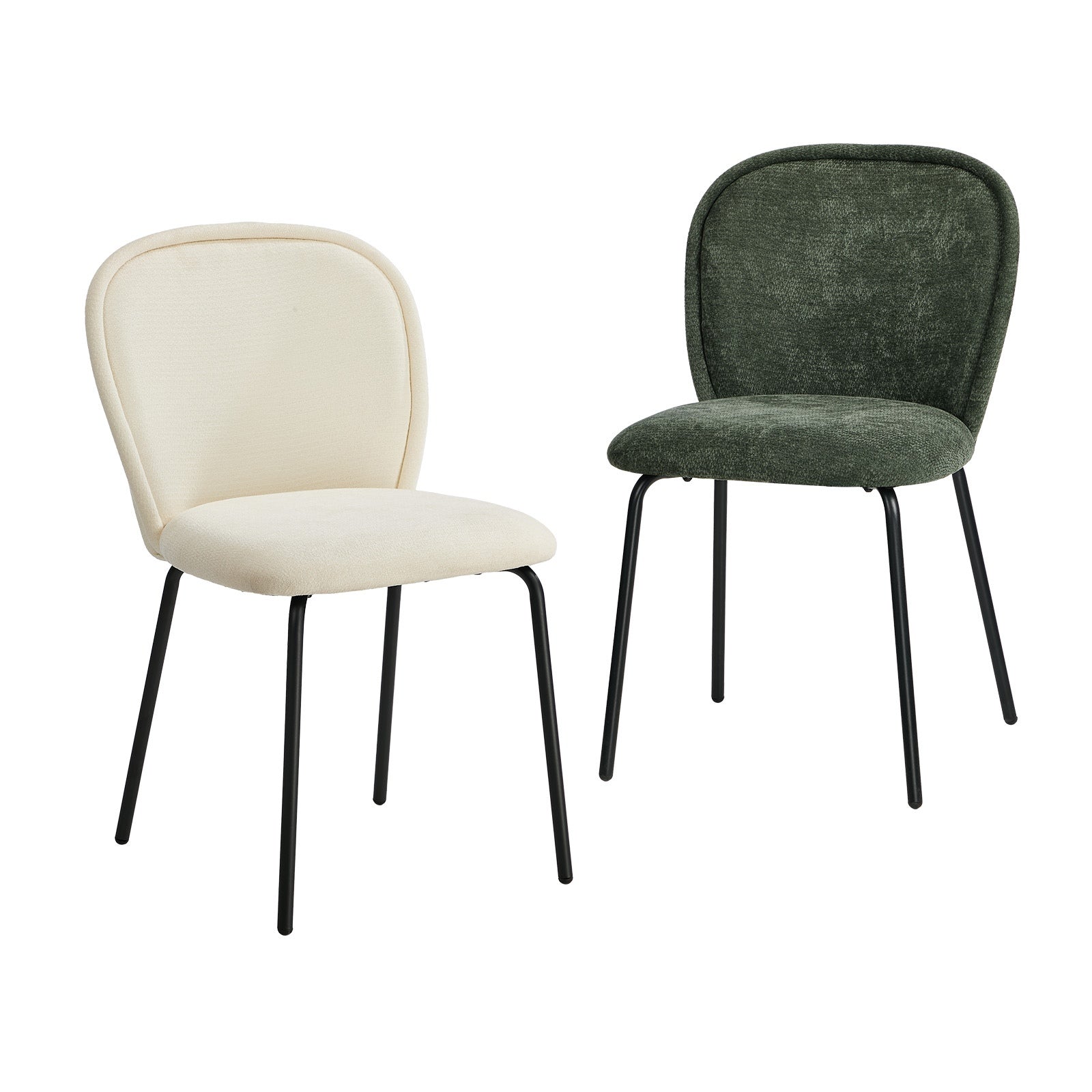 Oikiture 2x Dining Chairs Kitchen Accent Chairs Chenille Pad Metal Legs - Sunyee