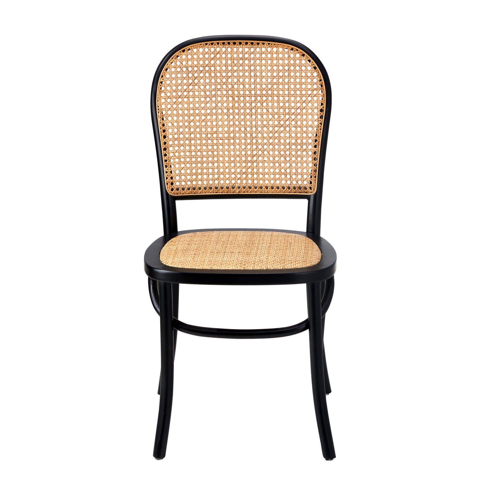Oikiture 4PCS Dining Chairs Wooden Chairs Rattan Accent Chair Black - Sunyee