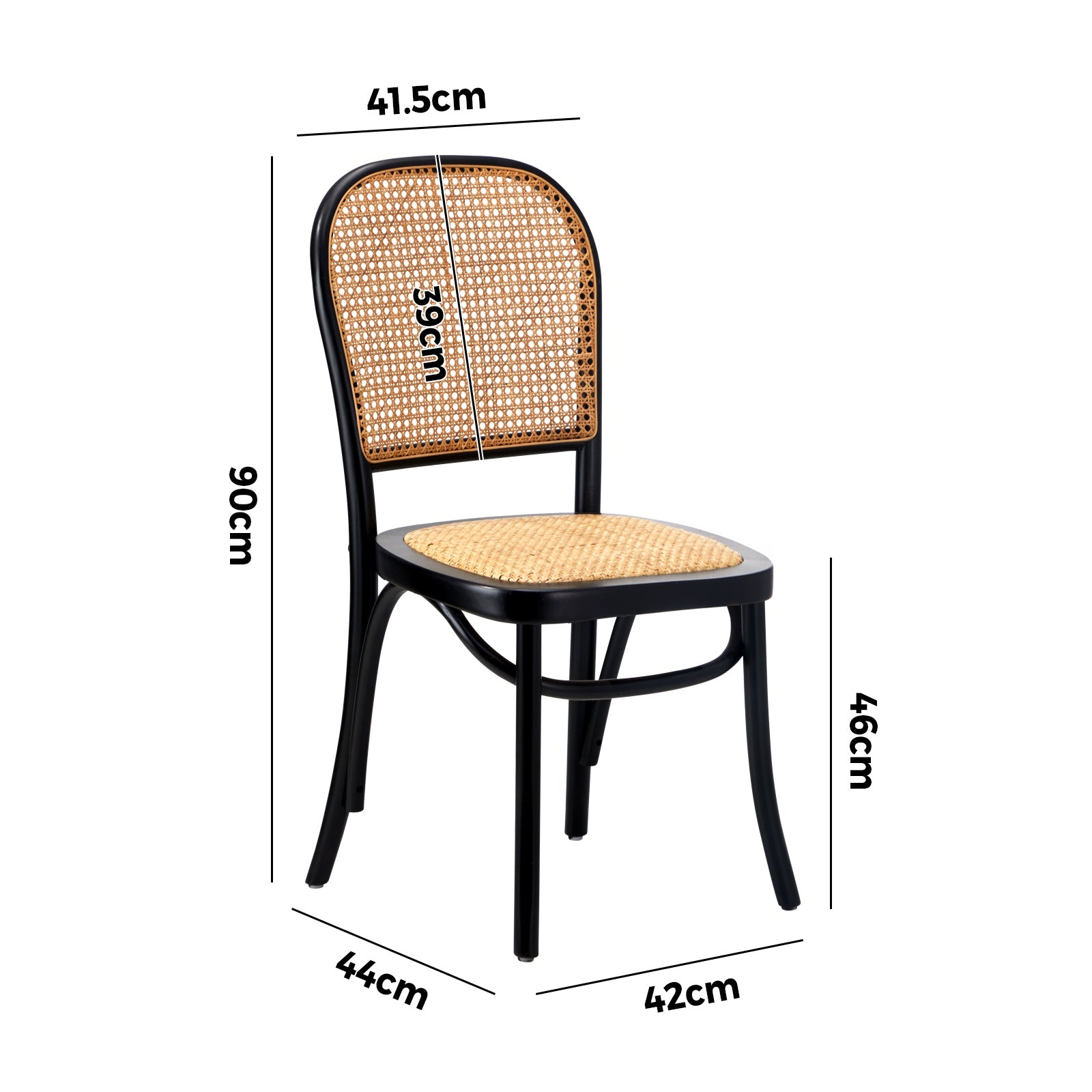 Oikiture 4PCS Dining Chairs Wooden Chairs Rattan Accent Chair Black - Sunyee