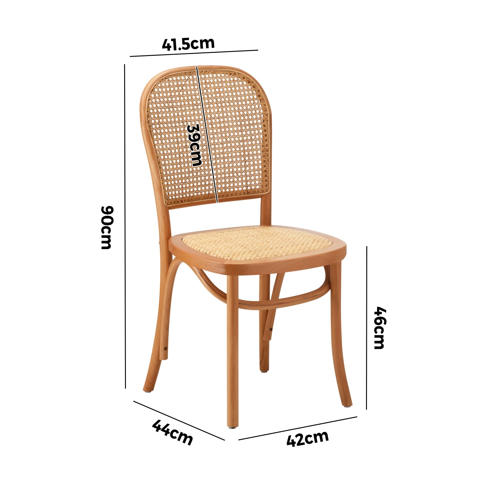 Oikiture 4PCS Dining Chairs Wooden Chairs Rattan Accent Chair Natural - Sunyee