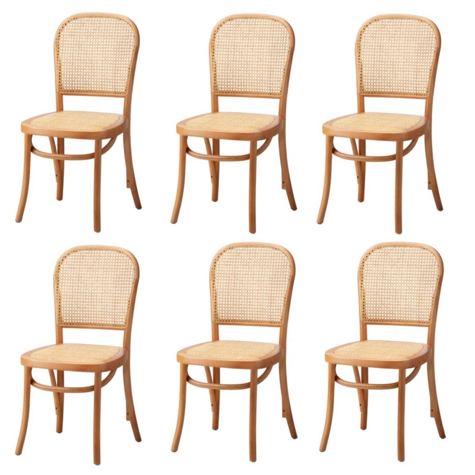 Oikiture 6PCS Dining Chairs Wooden Chairs Rattan Accent Chair Natural - Sunyee