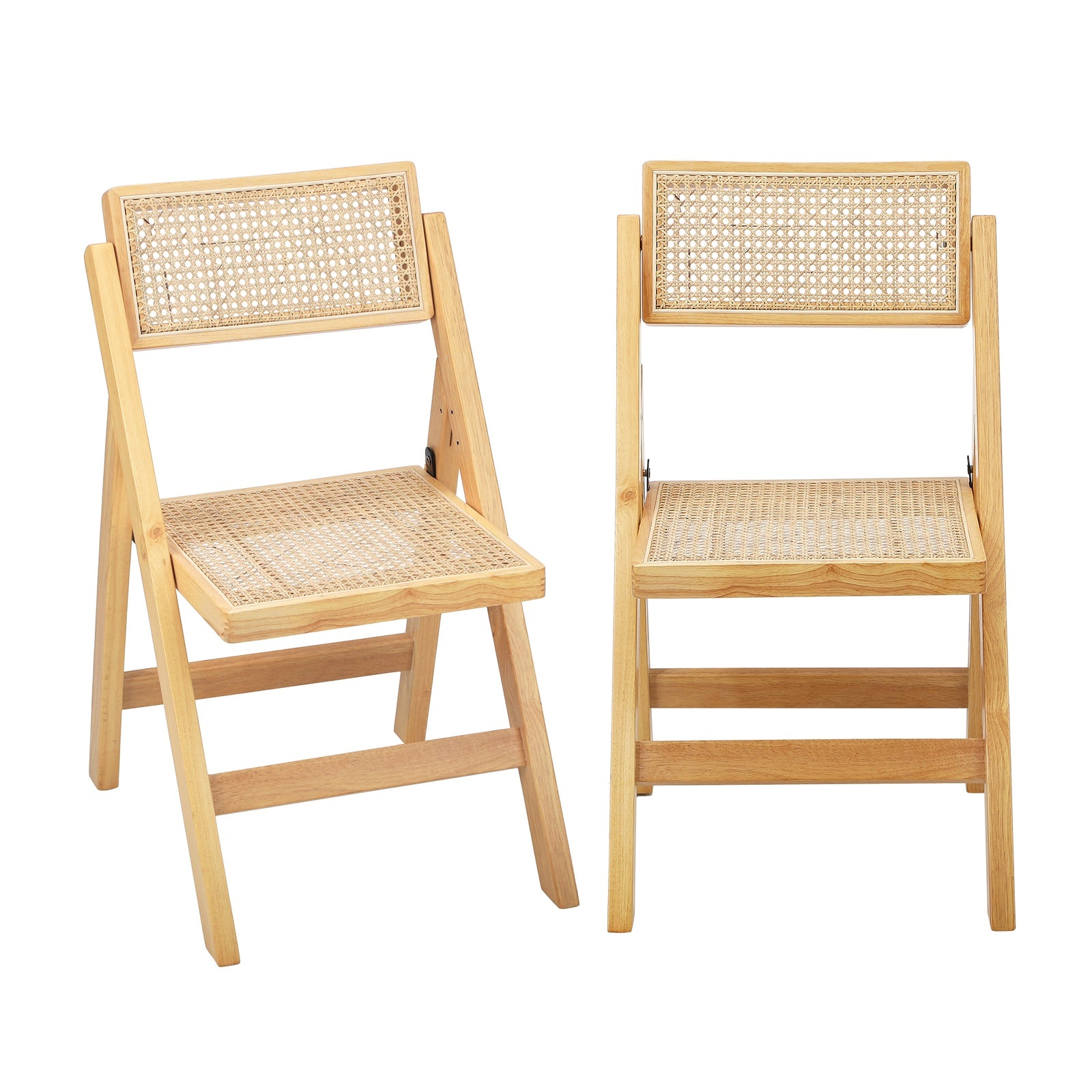 Oikiture 4x Dining Chairs Folding Rattan Chair Wooden Accent Chair Natural - Sunyee
