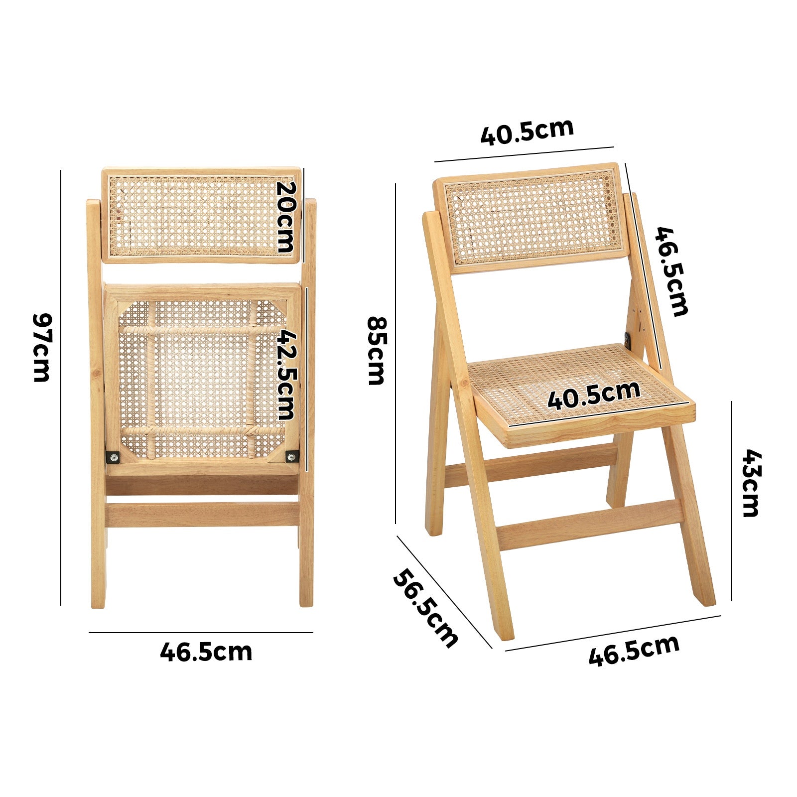 Oikiture 4x Dining Chairs Folding Rattan Chair Wooden Accent Chair Natural - Sunyee