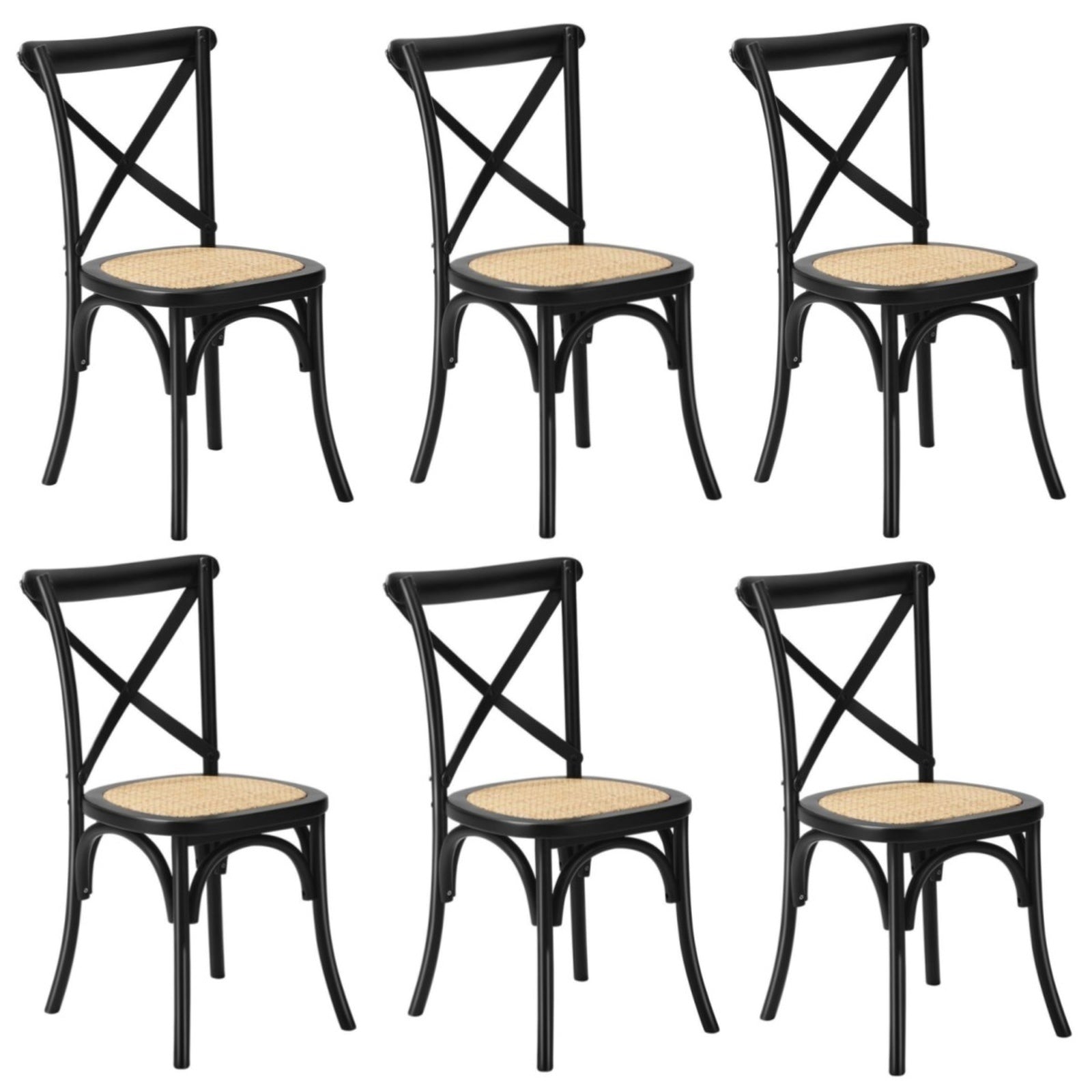 Oikiture 2/4/6PCS Dining Chair Solid Wood & Ratan Seat 3 Style - Sunyee