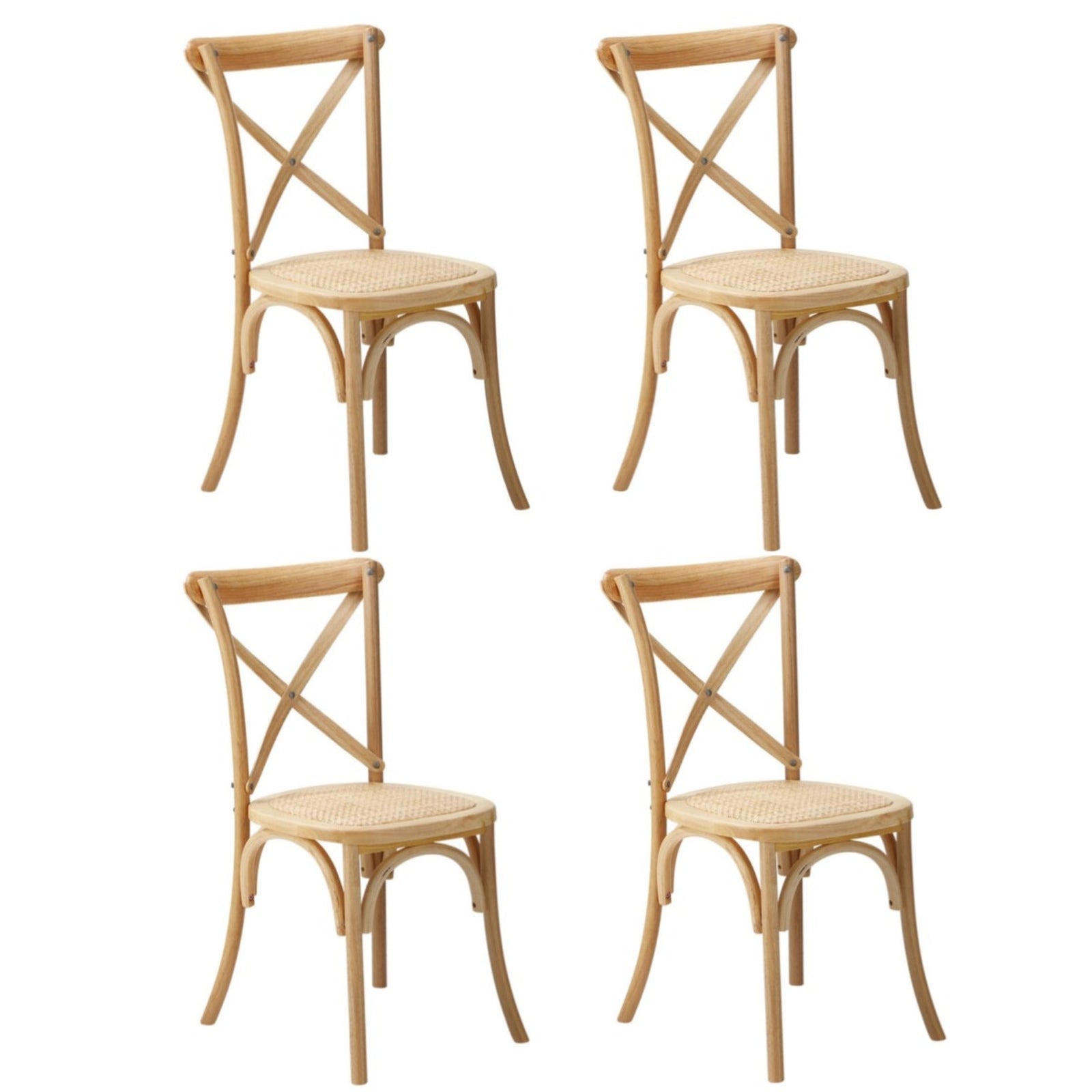 Oikiture Crossback Dining Chair Solid Birch Timber Wood Ratan Seat Wooden - Sunyee