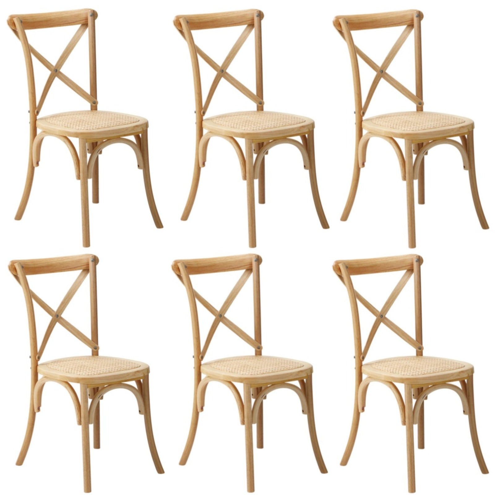 Oikiture Crossback Dining Chair Solid Birch Timber Wood Ratan Seat Wooden - Sunyee