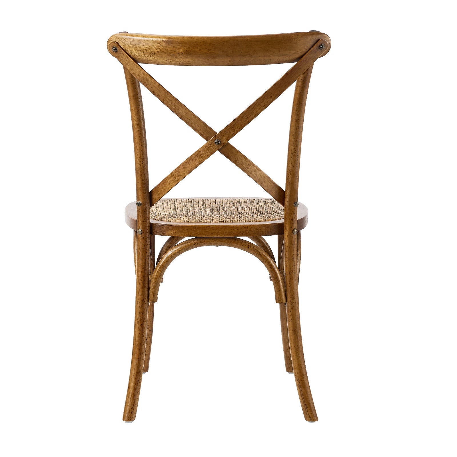 Oikiture 2PCS Crossback Dining Chair Solid Birch Timber Wood Rattan Seat Walnut - Sunyee