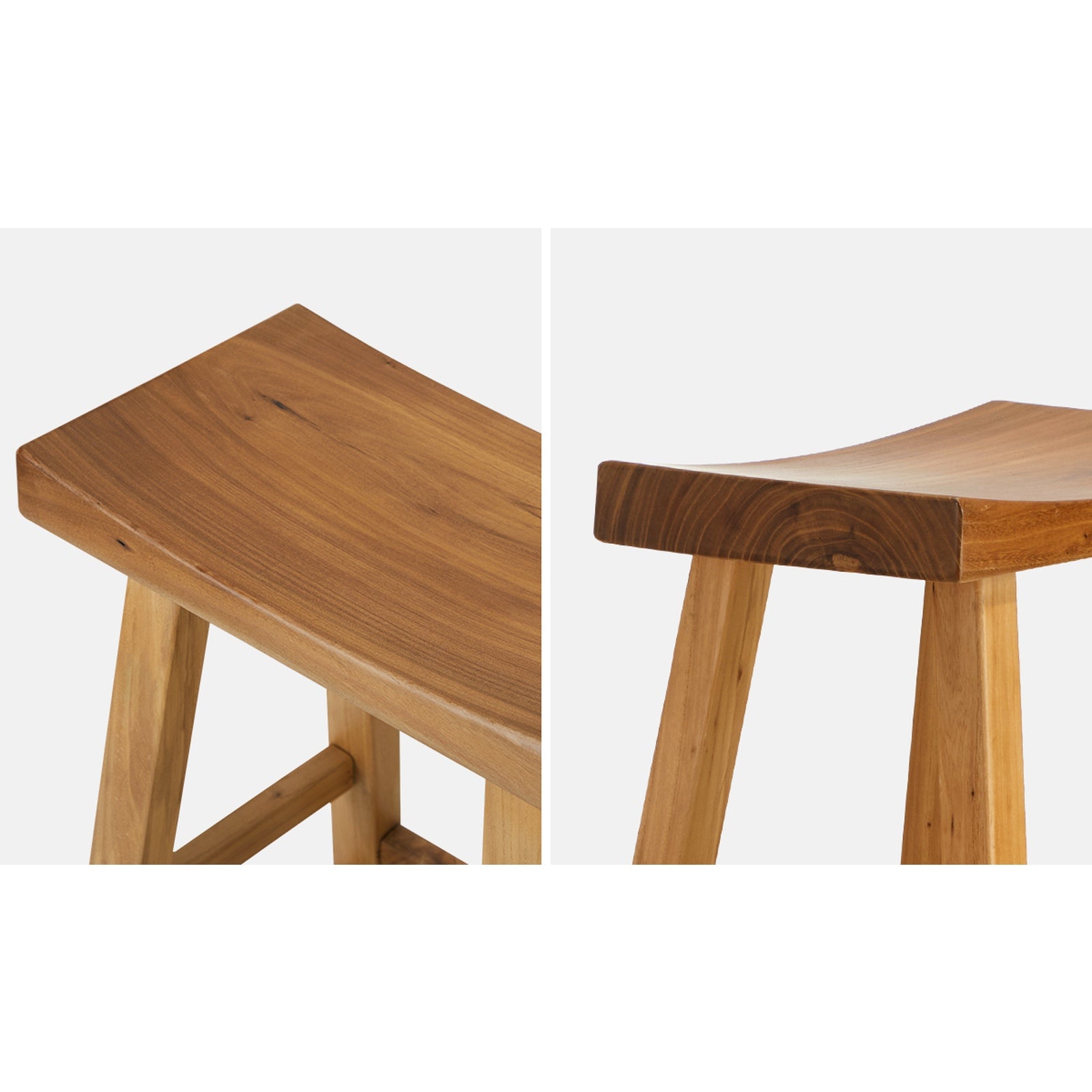 Oikiture Wooden Stool Elm Wood Kitchen Dining Stool Caf¨¦ Seat Natural Timber