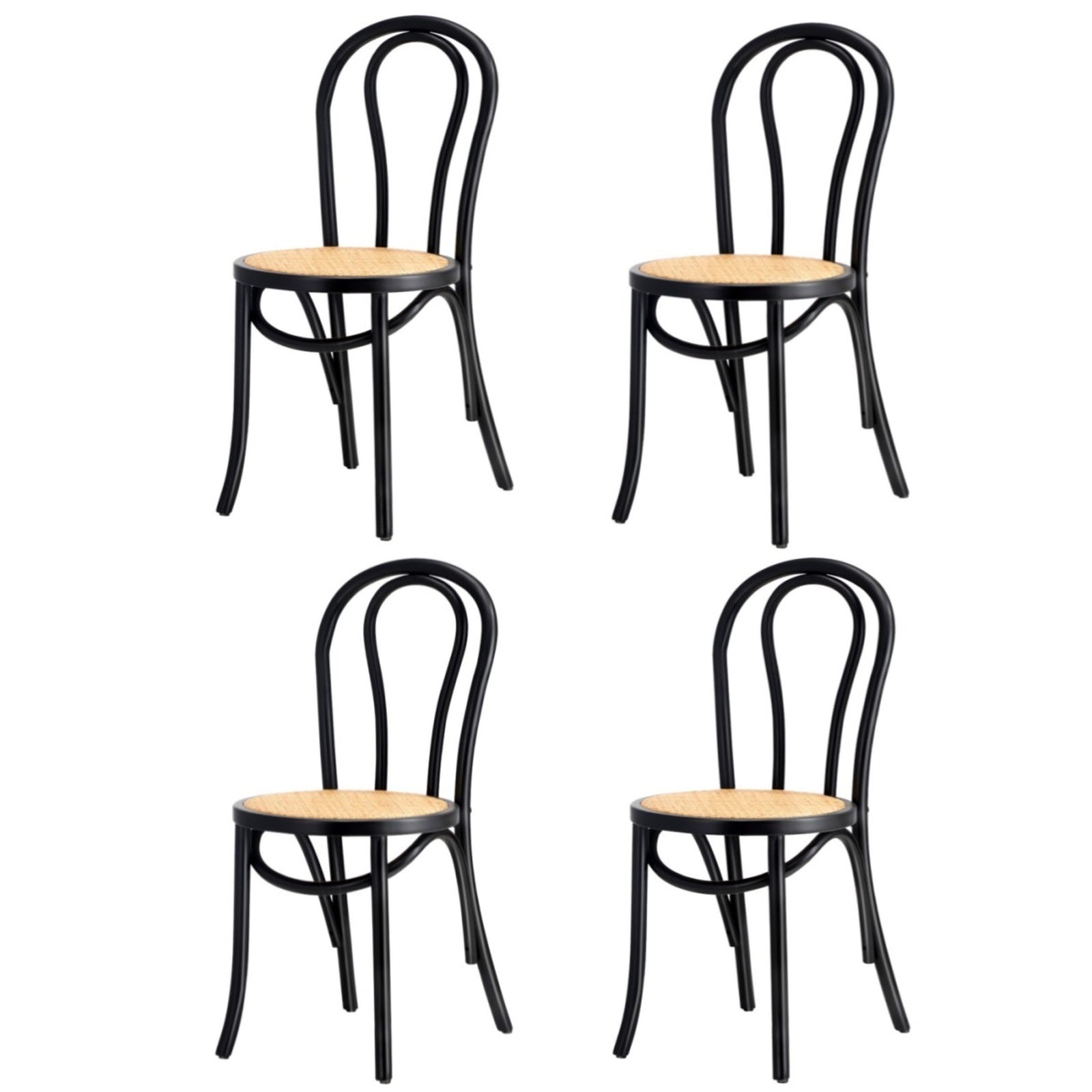 Oikiture 2/4/6PCS Dining Chair Solid Wood & Ratan Seat 3 Style - Sunyee