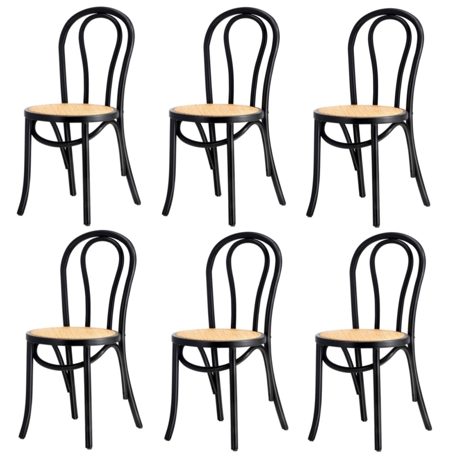 Oikiture 2/4/6PCS Dining Chair Solid Wood & Ratan Seat 3 Style - Sunyee