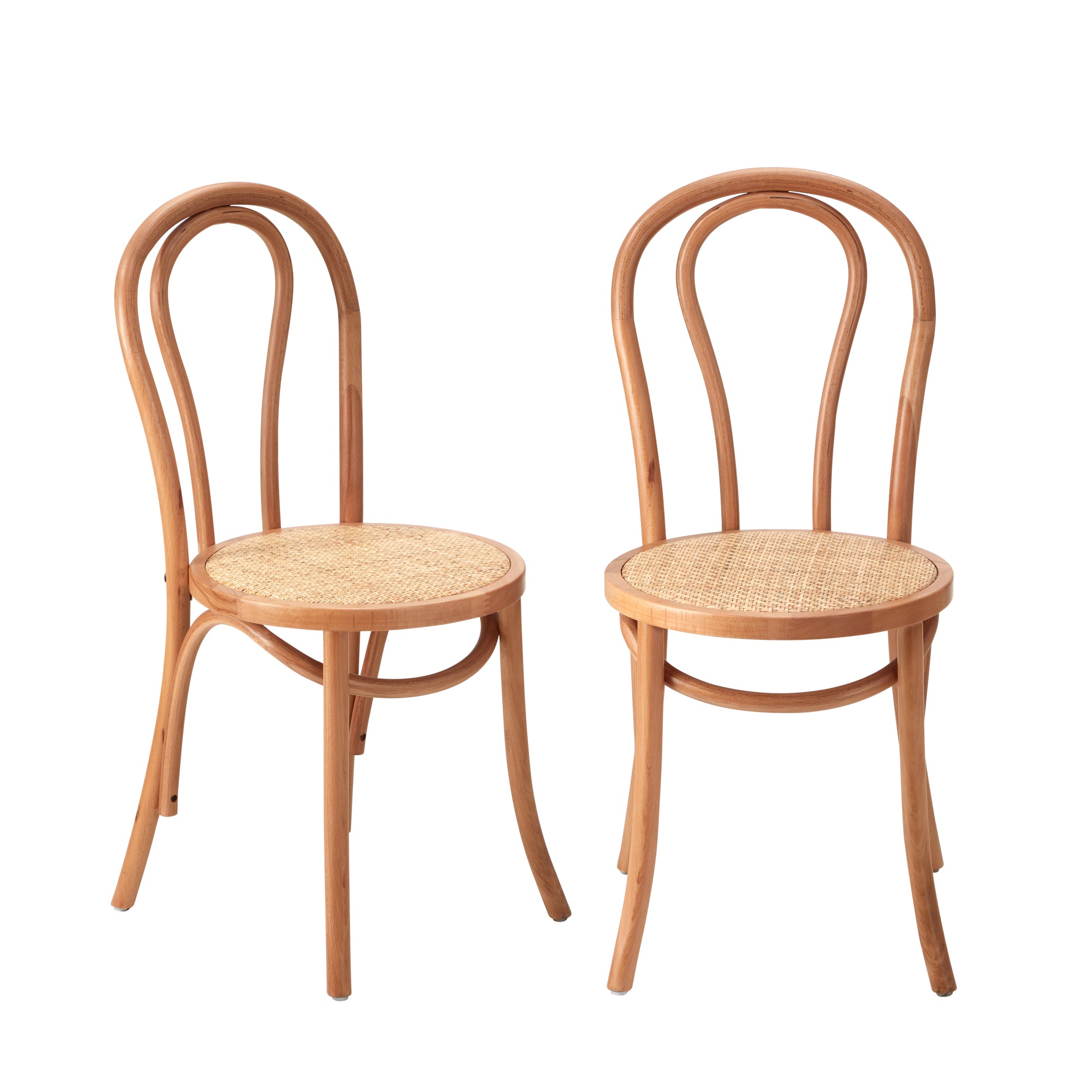 Oikiture 2PCS Dining Chair Solid Wooden Chairs Ratan Seat Beige - Sunyee