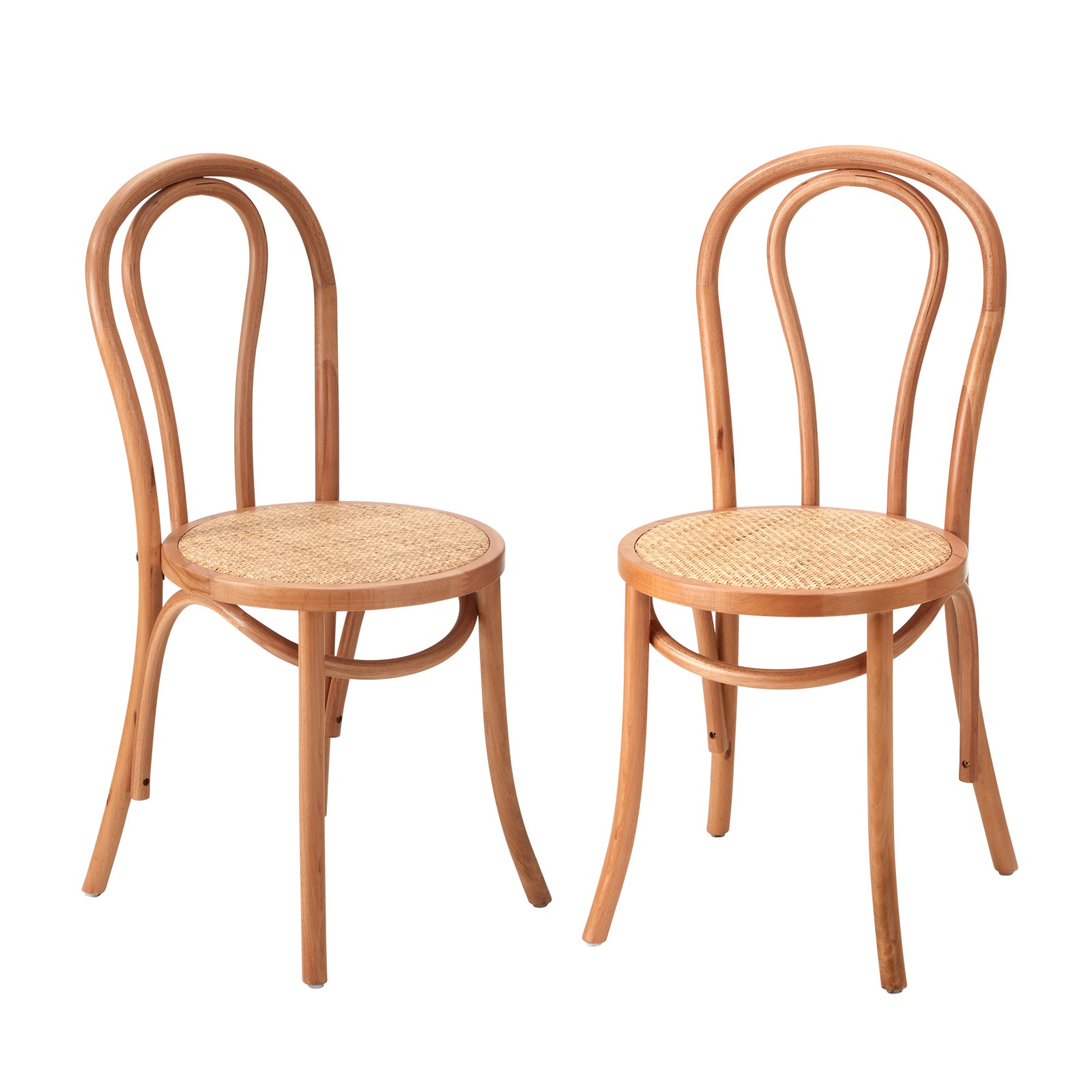 Oikiture 2PCS Dining Chair Solid Wooden Chairs Ratan Seat Beige - Sunyee