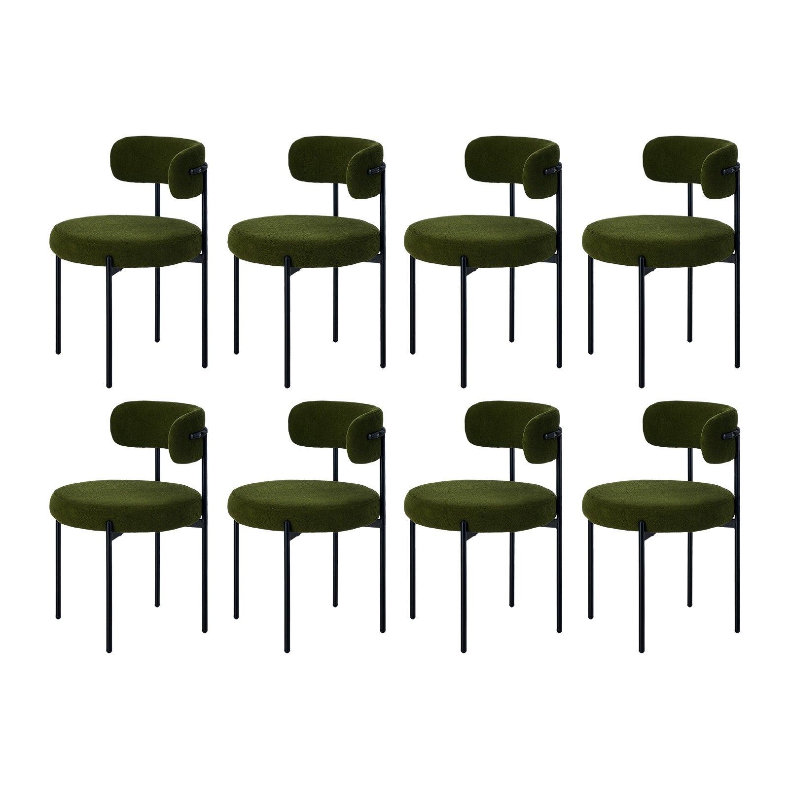 Oikiture 8x Dining Chair Round Boucle Kitchen Lounge Seats Backrest Green - Sunyee