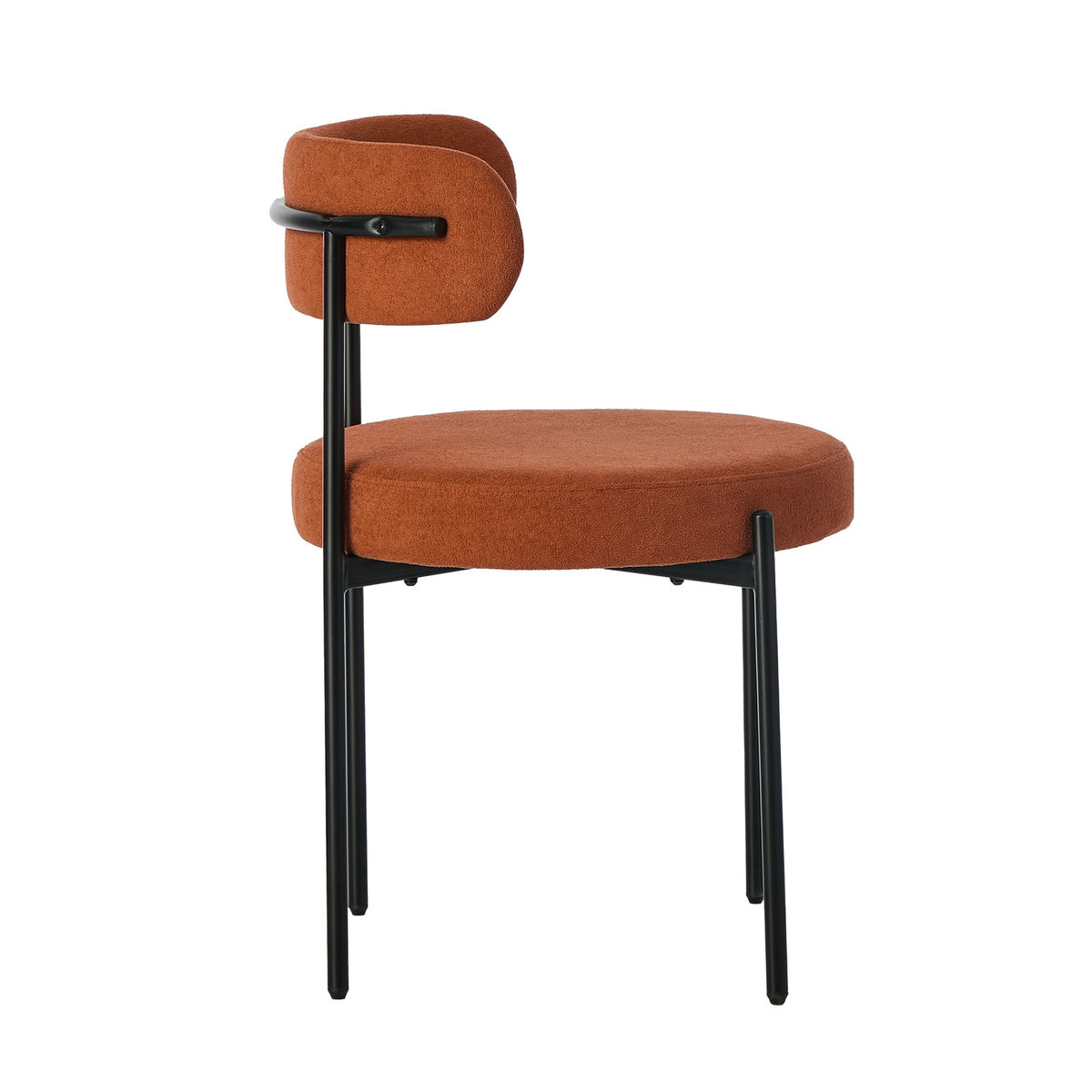 Oikiture 2x Dining Chair Round Boucle Kitchen Lounge Seats Backrest Orange