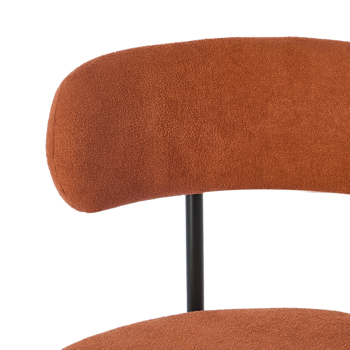 Oikiture 2x Dining Chair Round Boucle Kitchen Lounge Seats Backrest Orange