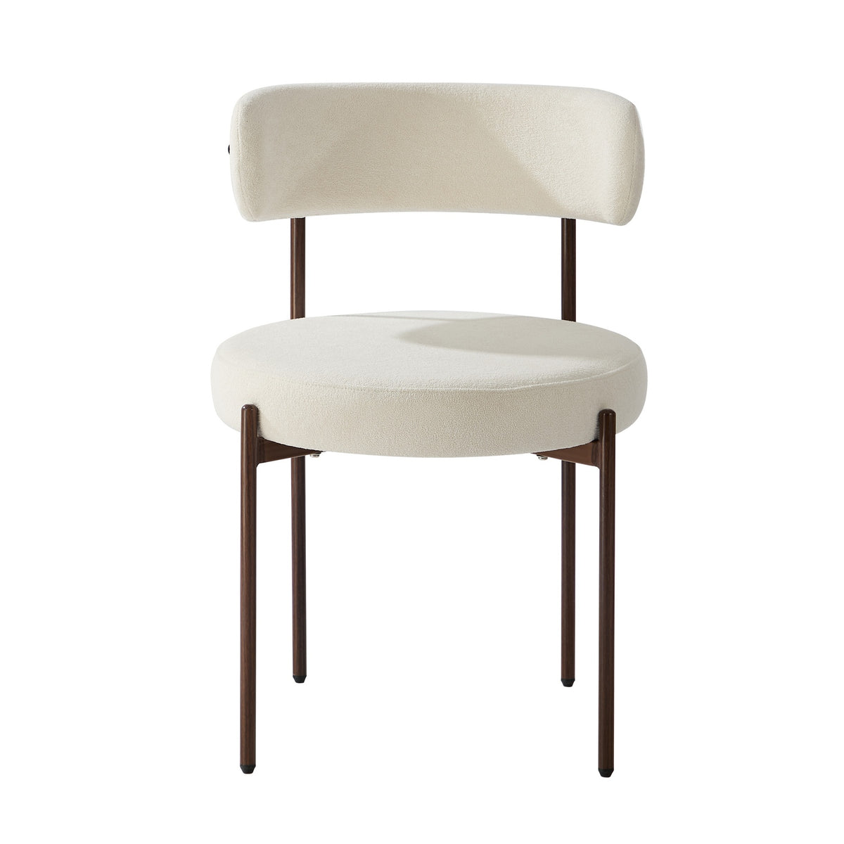 Oikiture 2x Dining Chair Round Boucle Kitchen Lounge Seats Backrest Walunt&White