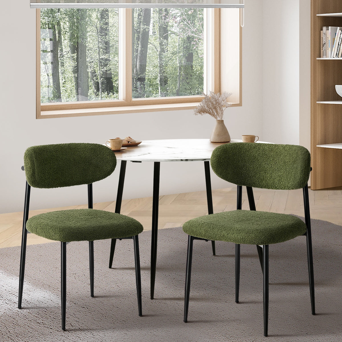 Oikiture 2x Dining Chairs Kitchen Chair Cafe Lounge Chair Boucle