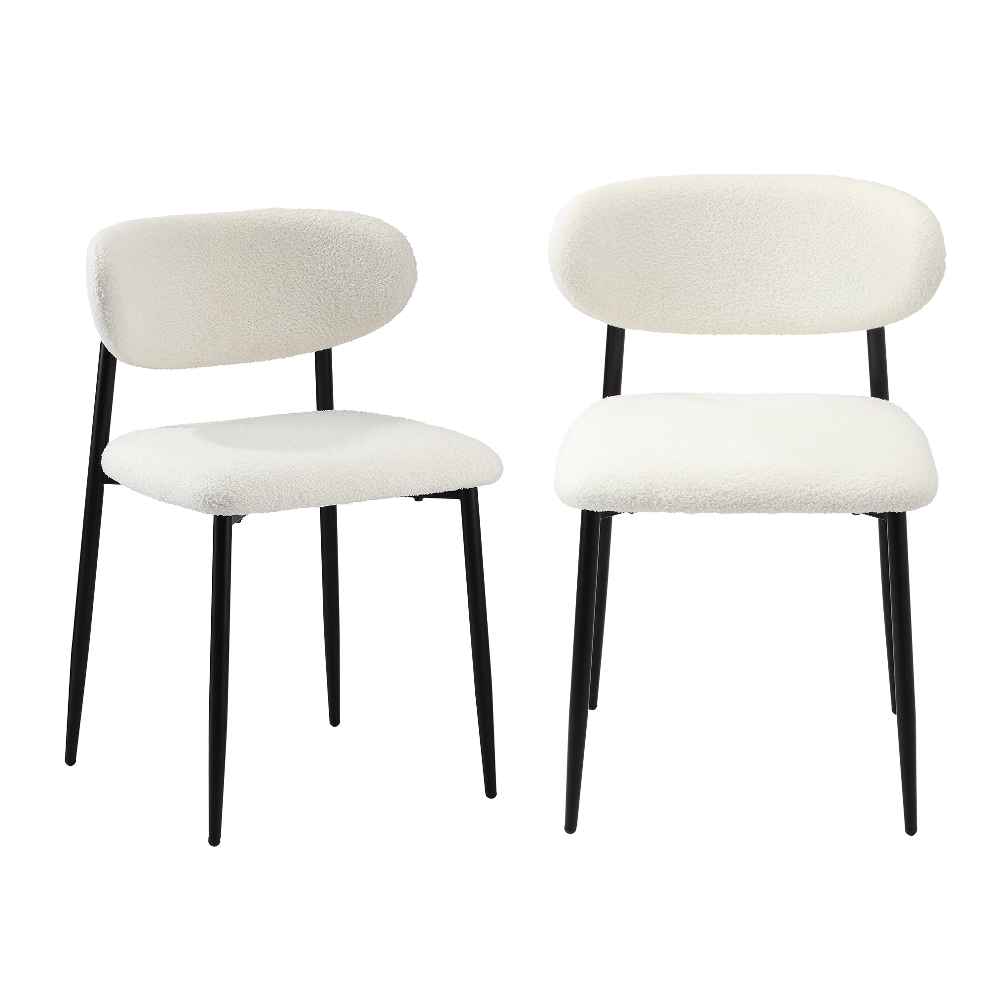 Oikiture 4x Dining Chairs Kitchen Chair Cafe Lounge Chair Boucle Black&White - Sunyee