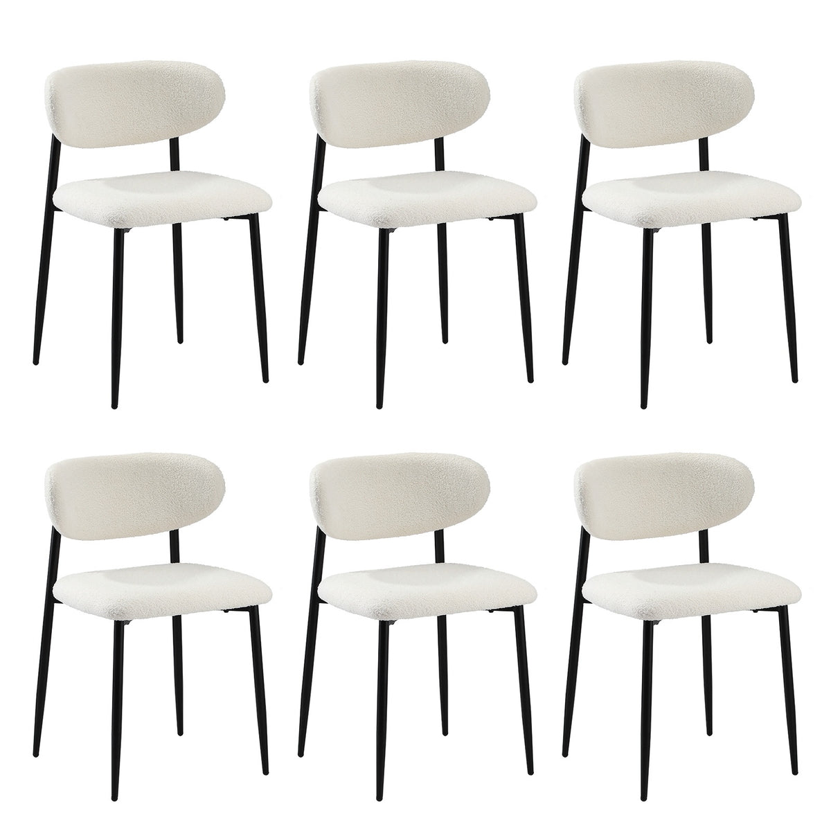 Oikiture Dining Chairs Kitchen Chair Cafe Lounge Chair Boucle Black&White - Sunyee