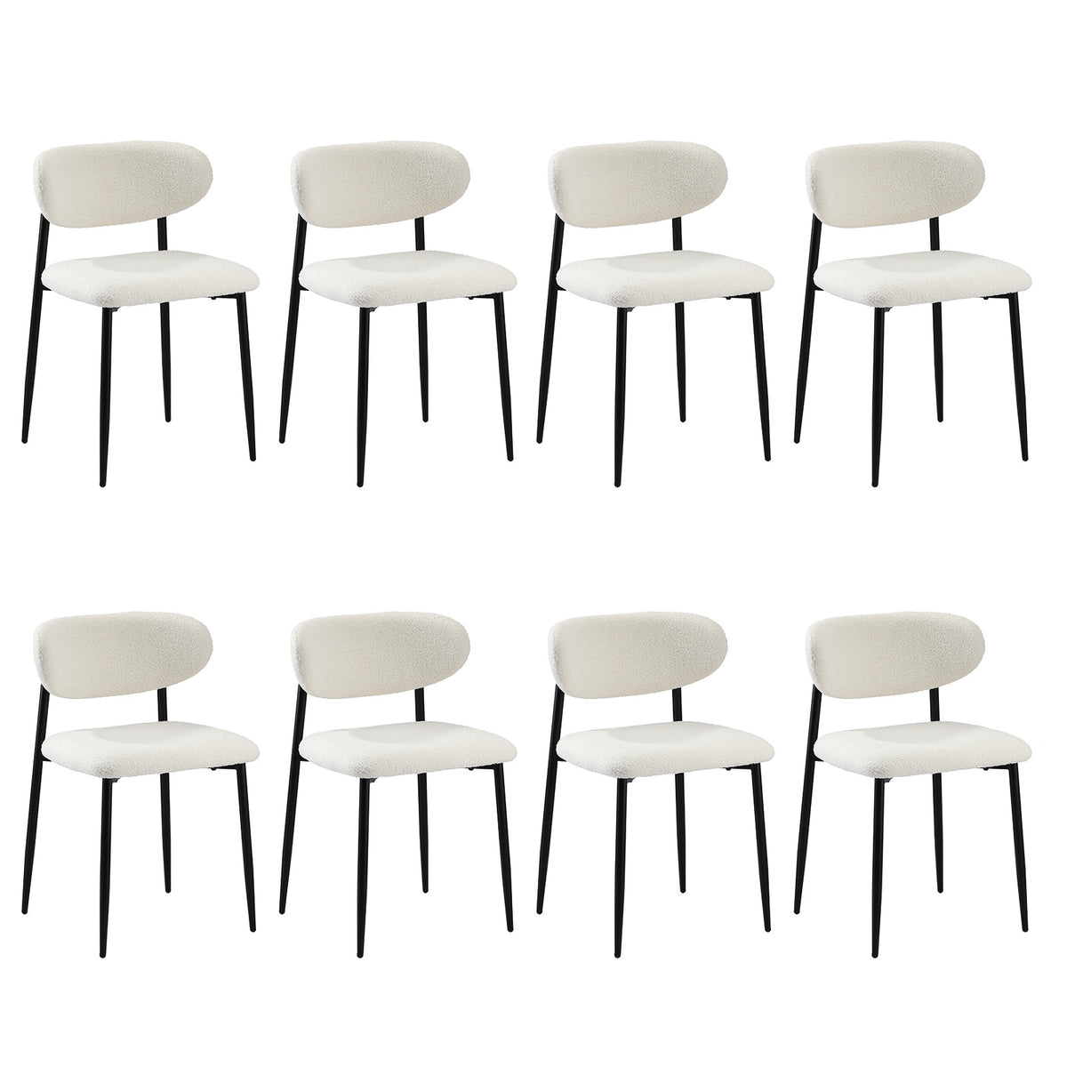 Oikiture Dining Chairs Kitchen Chair Cafe Lounge Chair Boucle Black&White - Sunyee