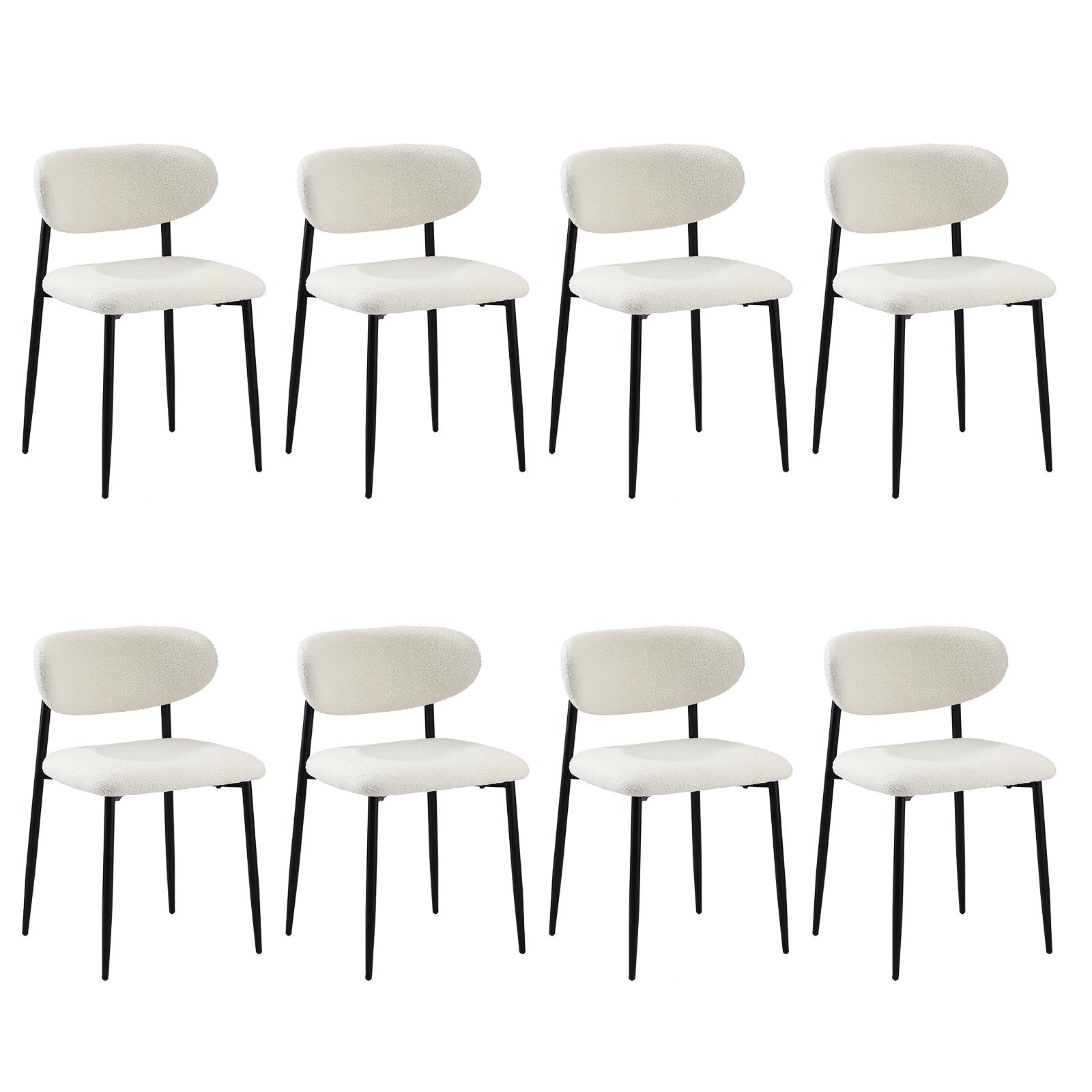 Oikiture 8x Dining Chairs Kitchen Chair Cafe Lounge Chair Boucle Black&White - Sunyee
