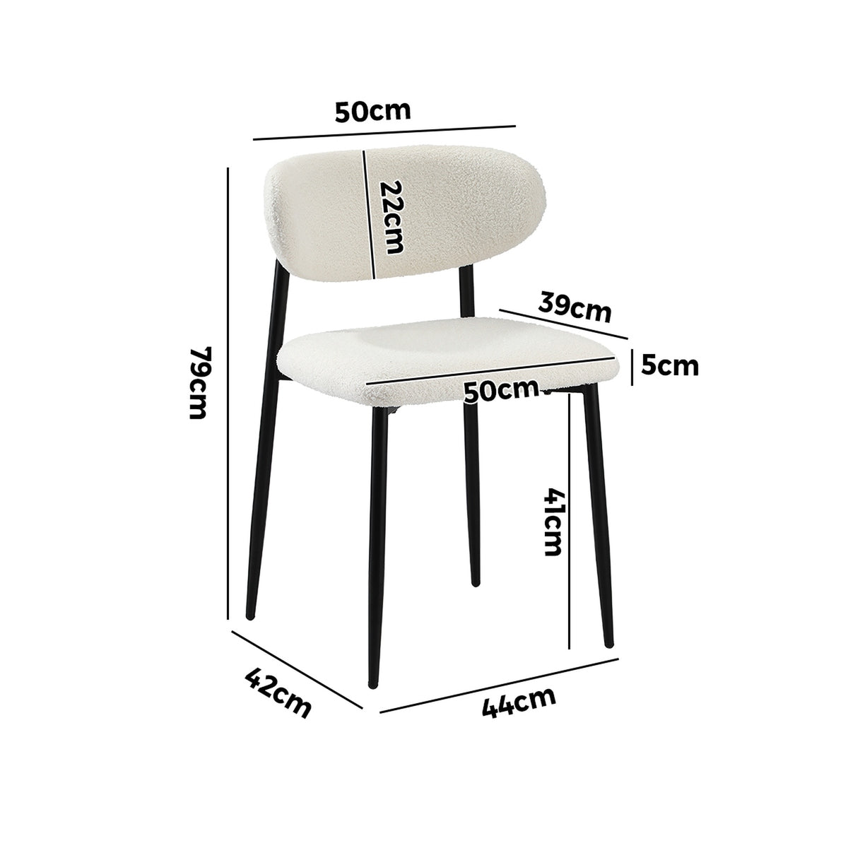 Oikiture 2x Dining Chairs Kitchen Chair Cafe Lounge Chair Boucle