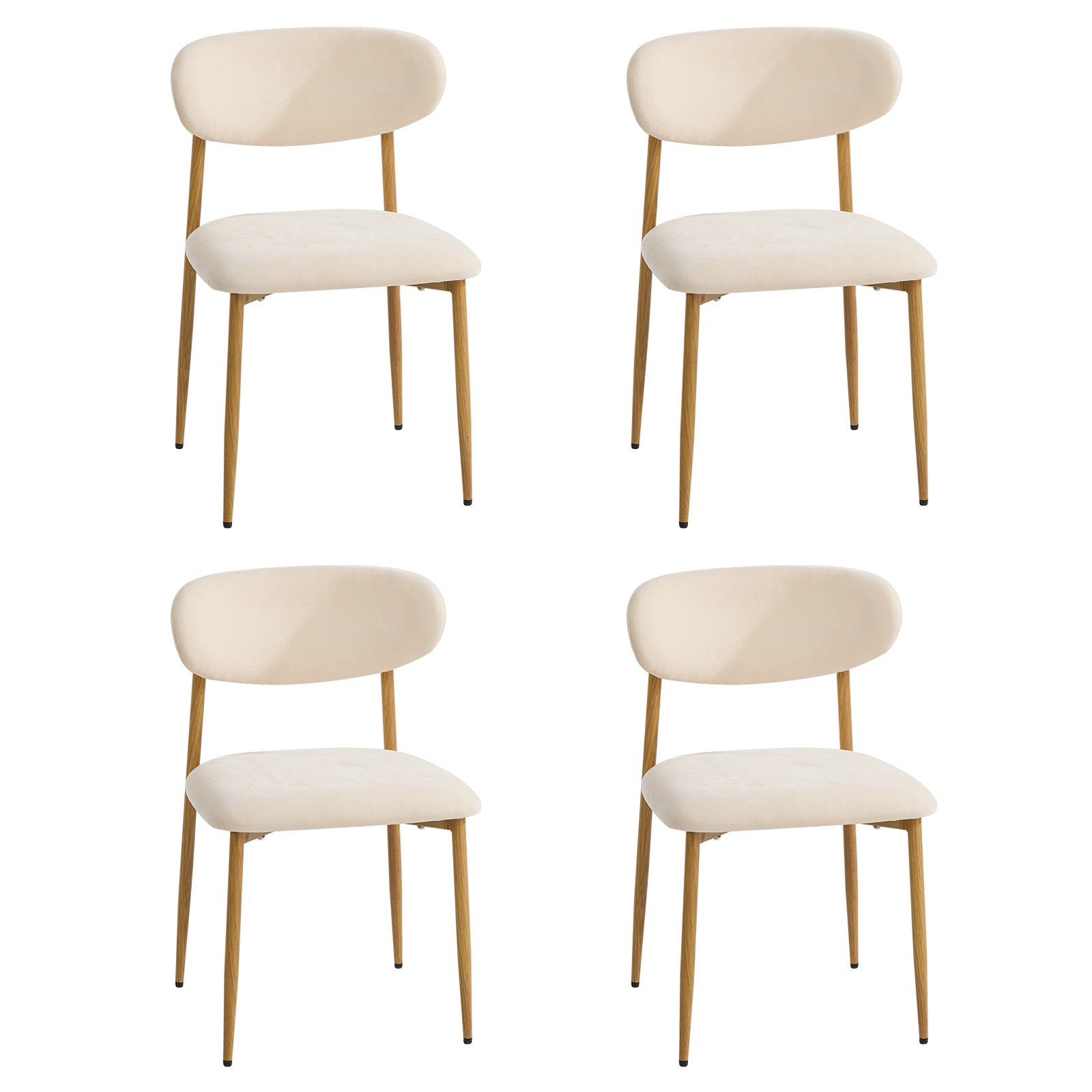 Oikiture 4x Dining Chairs Kitchen Chair Cafe Lounge Chair Boucle Beige&Natural