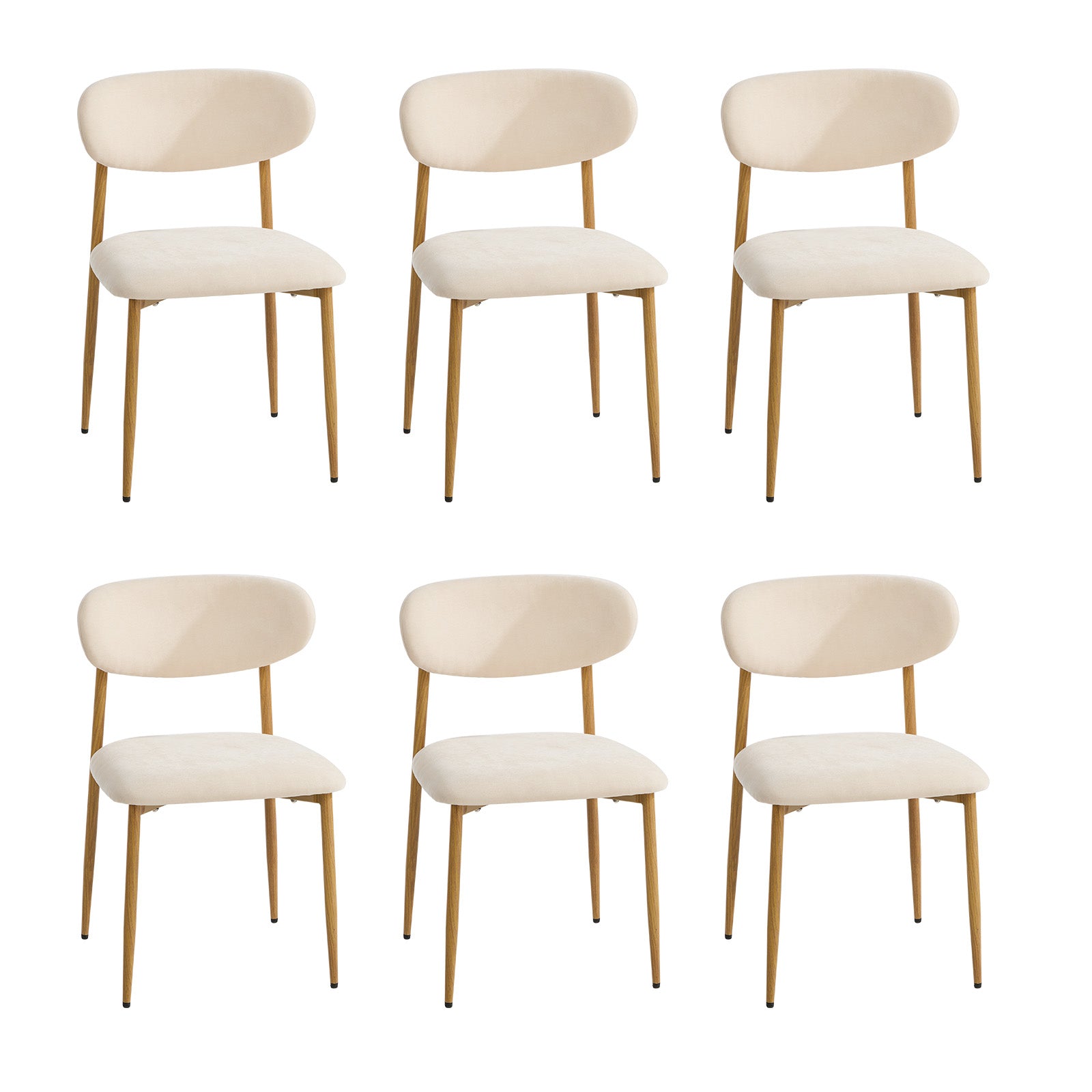 Oikiture 6x Dining Chairs Kitchen Chair Cafe Lounge Chair Boucle Beige&Natural