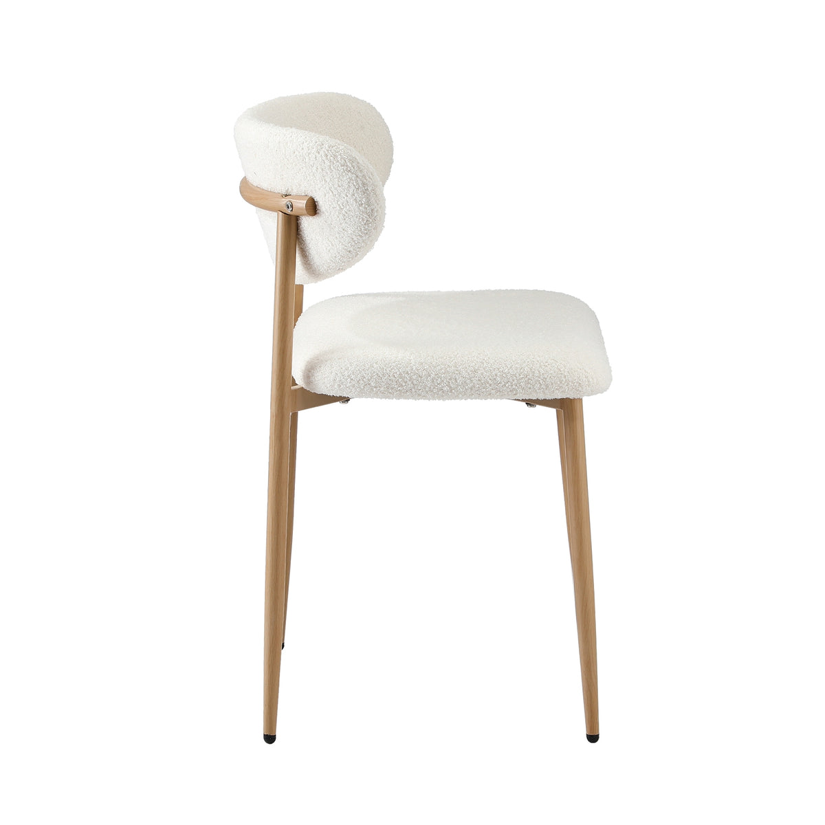 Oikiture Dining Chairs Kitchen Chair Cafe Lounge Chair Boucle Wood&White - Sunyee