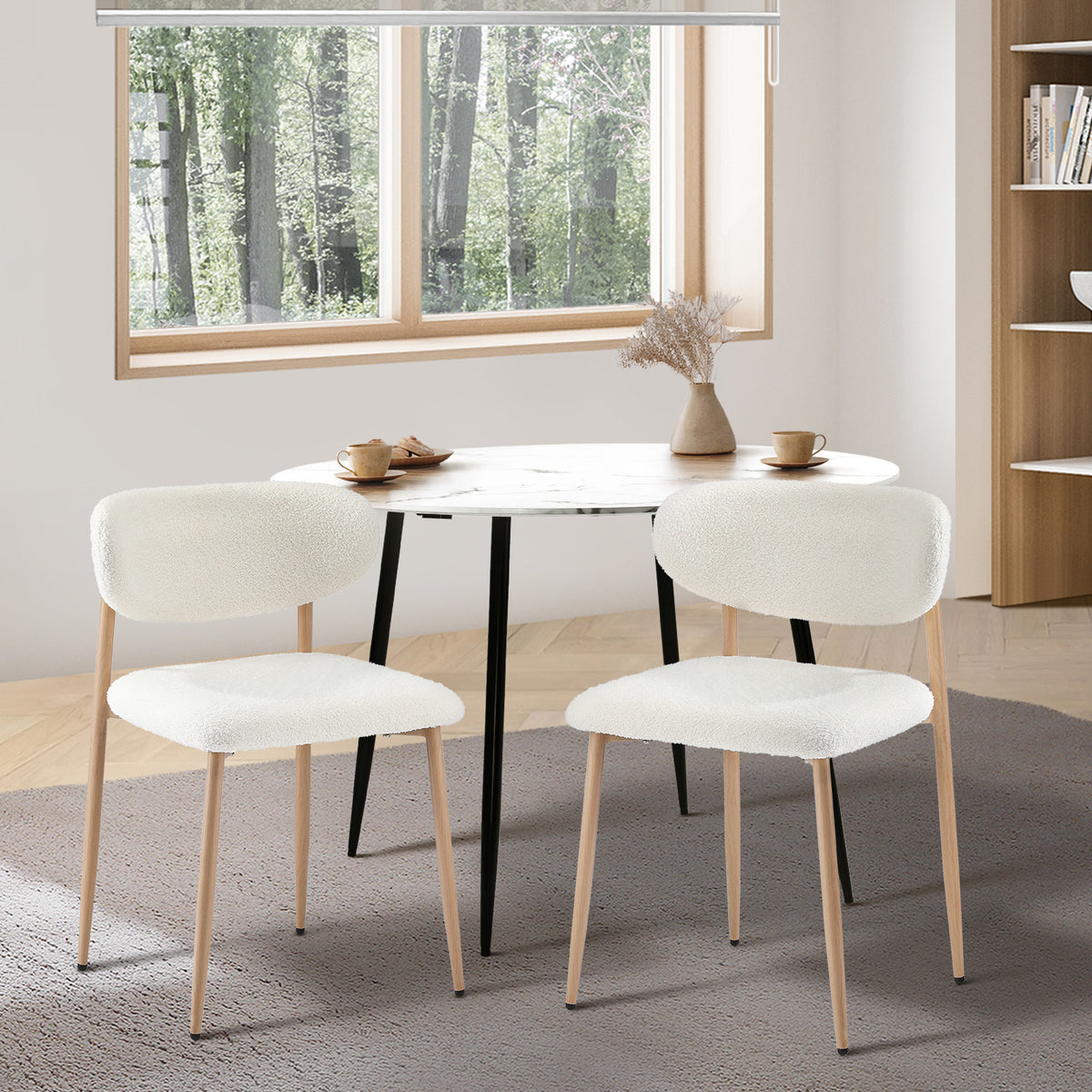 Oikiture 2x Dining Chairs Kitchen Chair Cafe Lounge Chair Boucle
