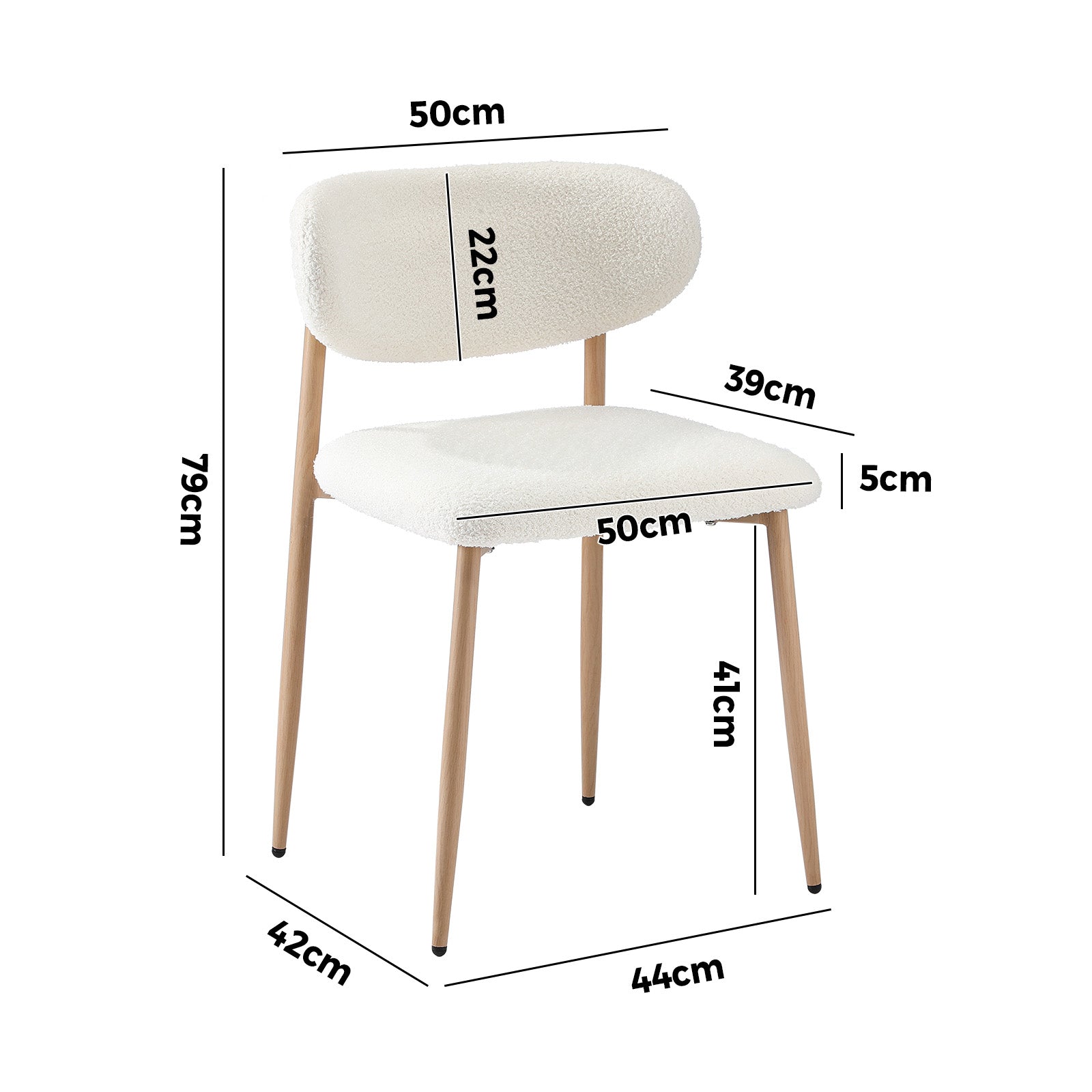 Oikiture 4x Dining Chairs Kitchen Chair Cafe Lounge Chair Boucle Wood&White - Sunyee