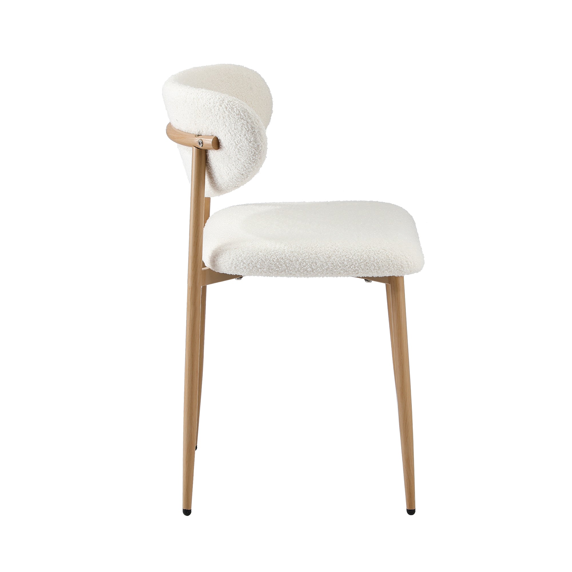 Oikiture 8x Dining Chairs Kitchen Chair Cafe Lounge Chair Boucle Wood&White - Sunyee