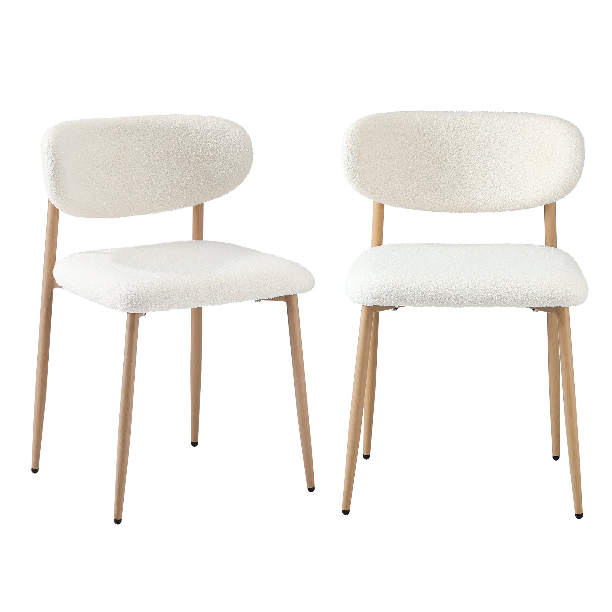 Oikiture 8x Dining Chairs Kitchen Chair Cafe Lounge Chair Boucle Wood&White - Sunyee