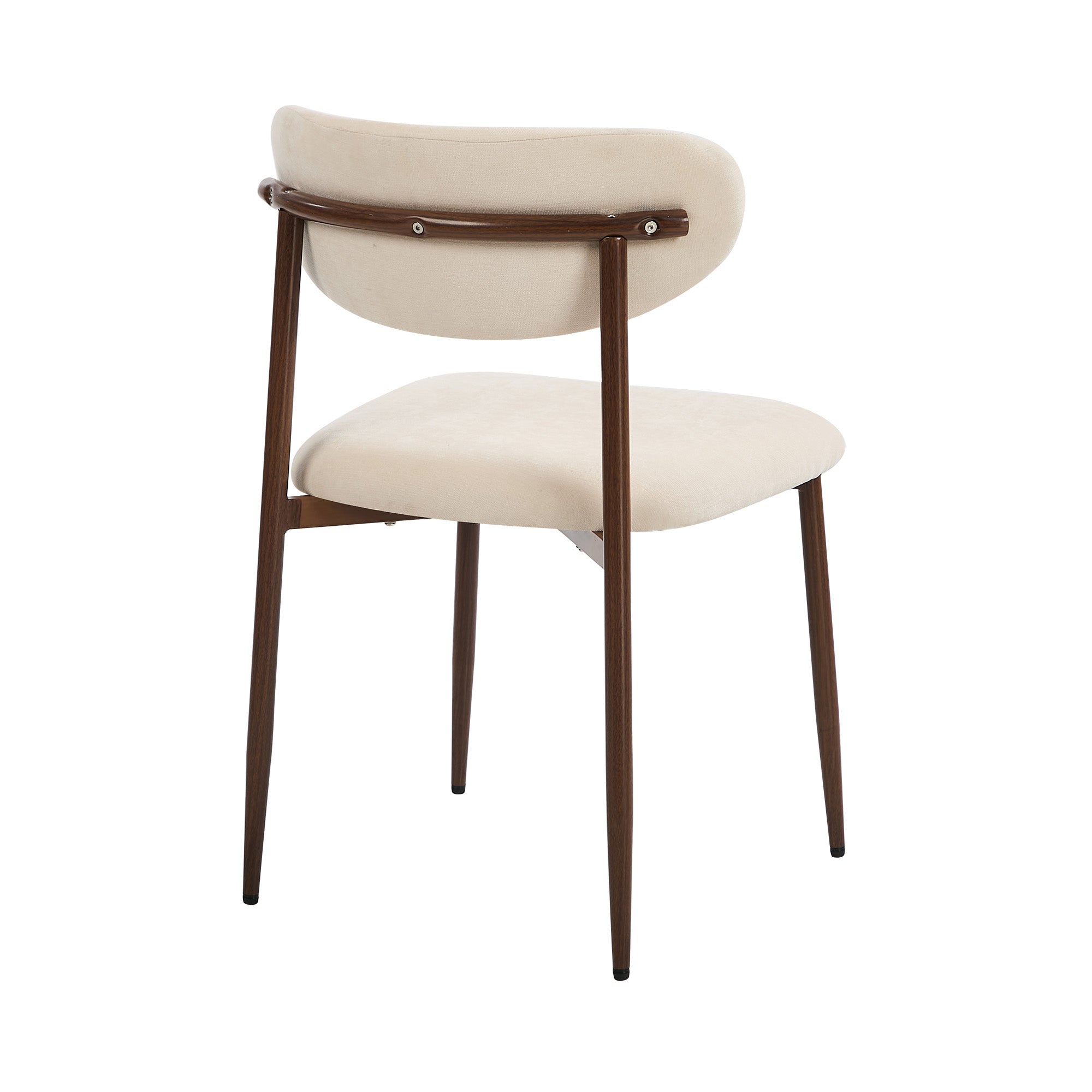 Oikiture 2x Dining Chairs Kitchen Chair Cafe Lounge Chair Boucle Walnut&Beige