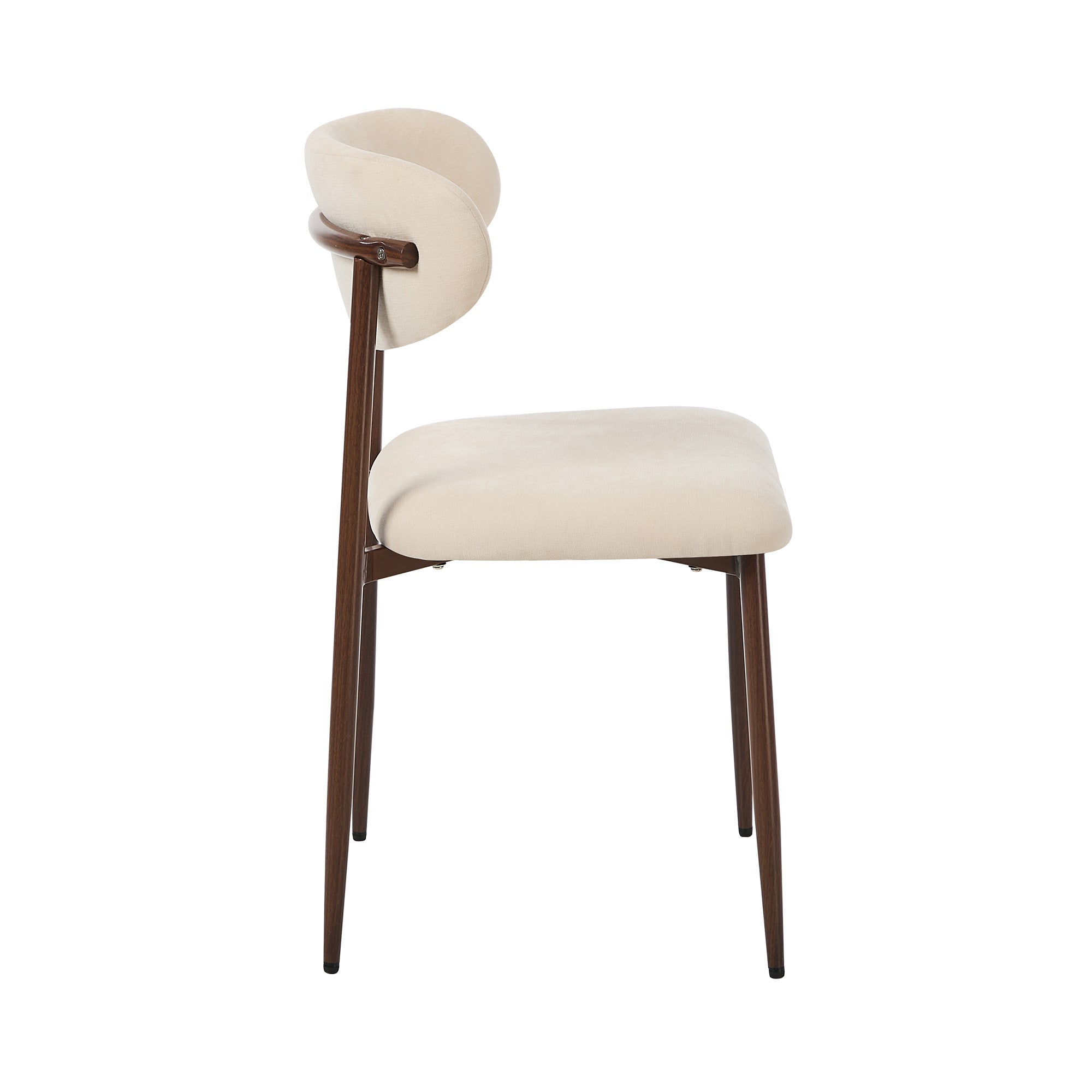 Oikiture 2x Dining Chairs Kitchen Chair Cafe Lounge Chair Boucle Walnut&Beige