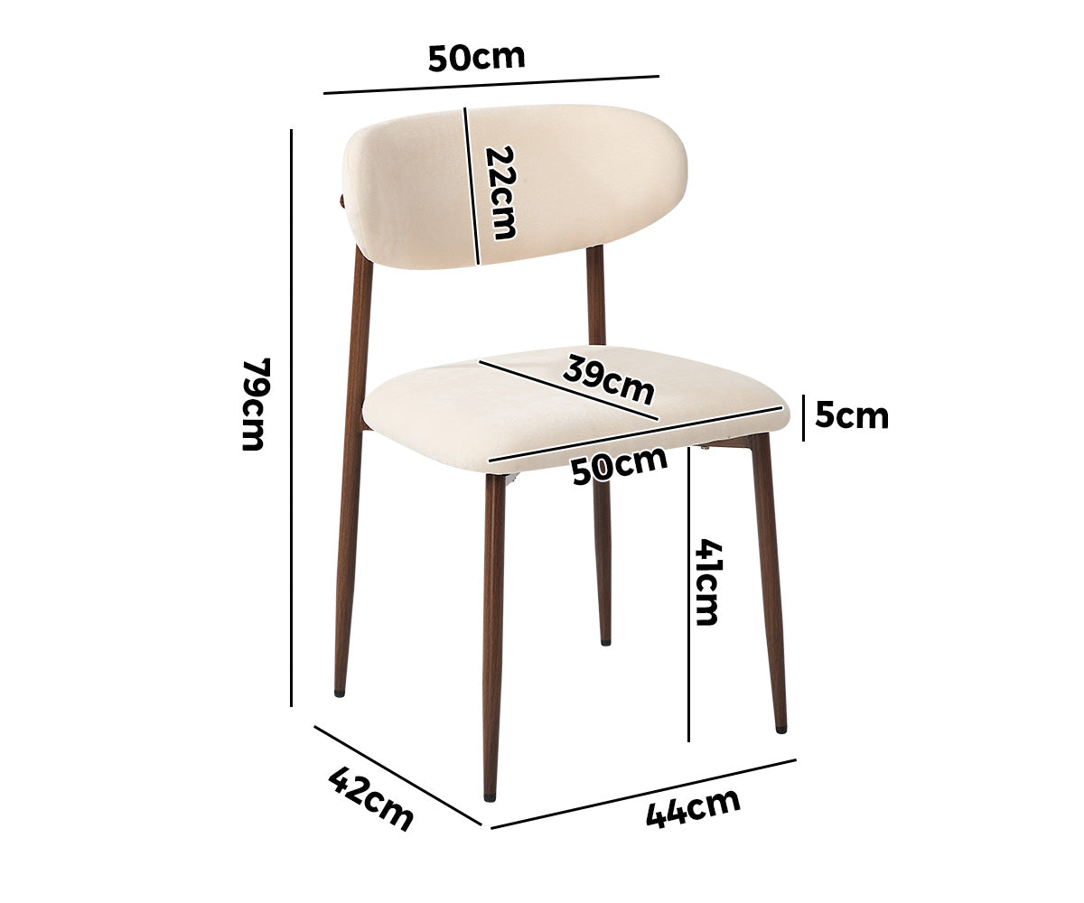 Oikiture 2x Dining Chairs Kitchen Chair Cafe Lounge Chair Boucle Walnut&Beige