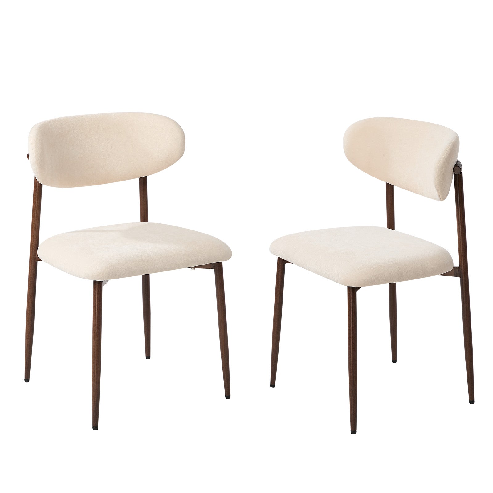 Oikiture 2x Dining Chairs Kitchen Chair Cafe Lounge Chair Boucle Walnut&Beige