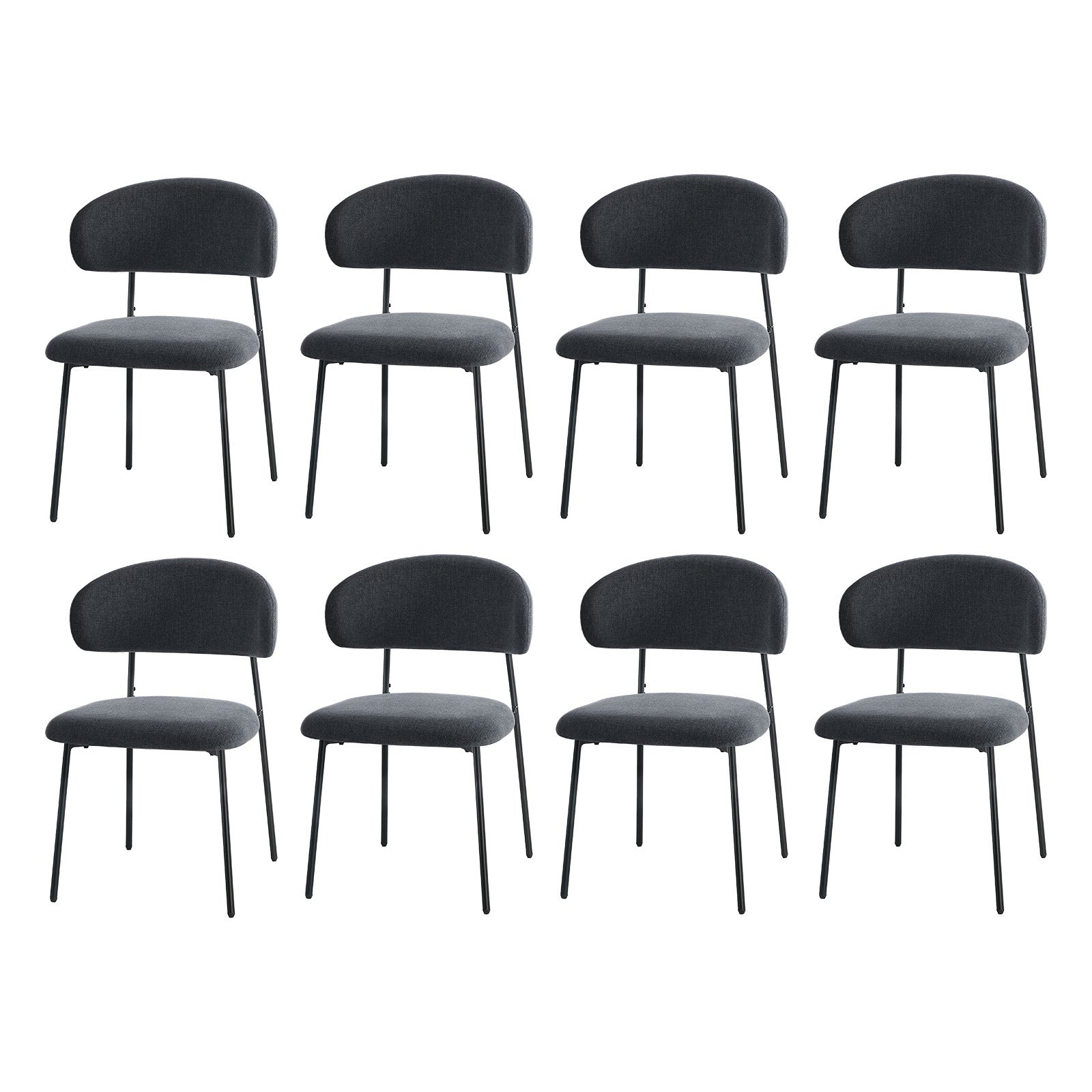Oikiture 8x Dining Chairs Kitchen Lounge Seat Linen Fabric Accent Chair Grey - Sunyee