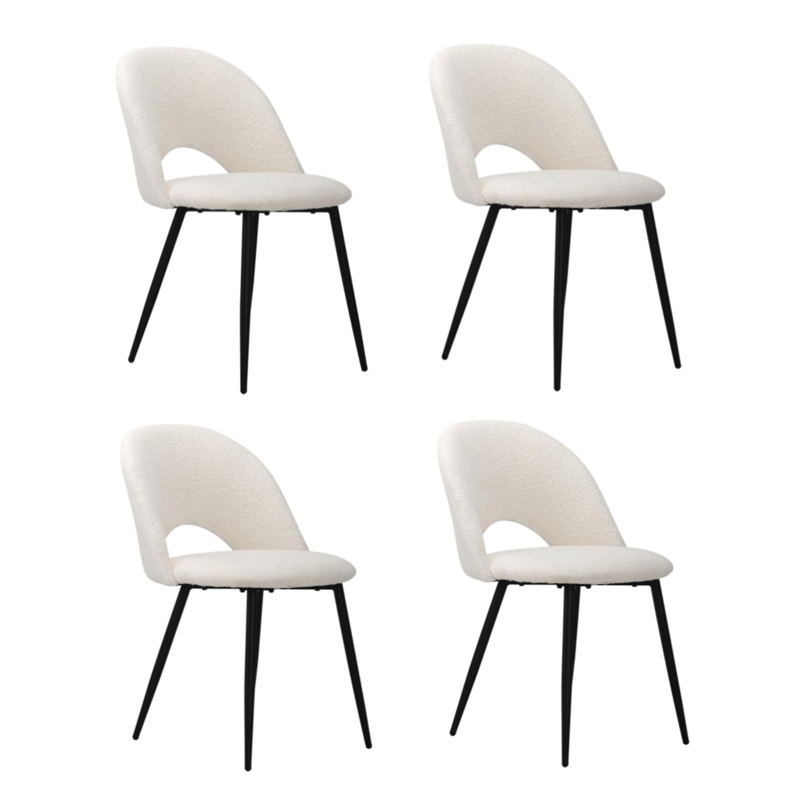 Oikiture 4PCS Dining Chairs Accent Chair Armchair Sherpa White - Sunyee