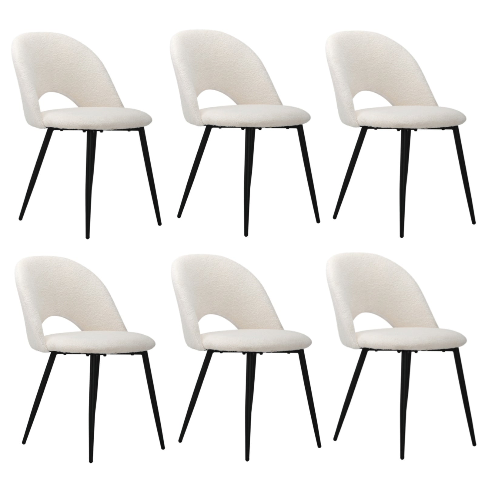 Oikiture 6PCS Dining Chairs Accent Chair Armchair Sherpa White - Sunyee